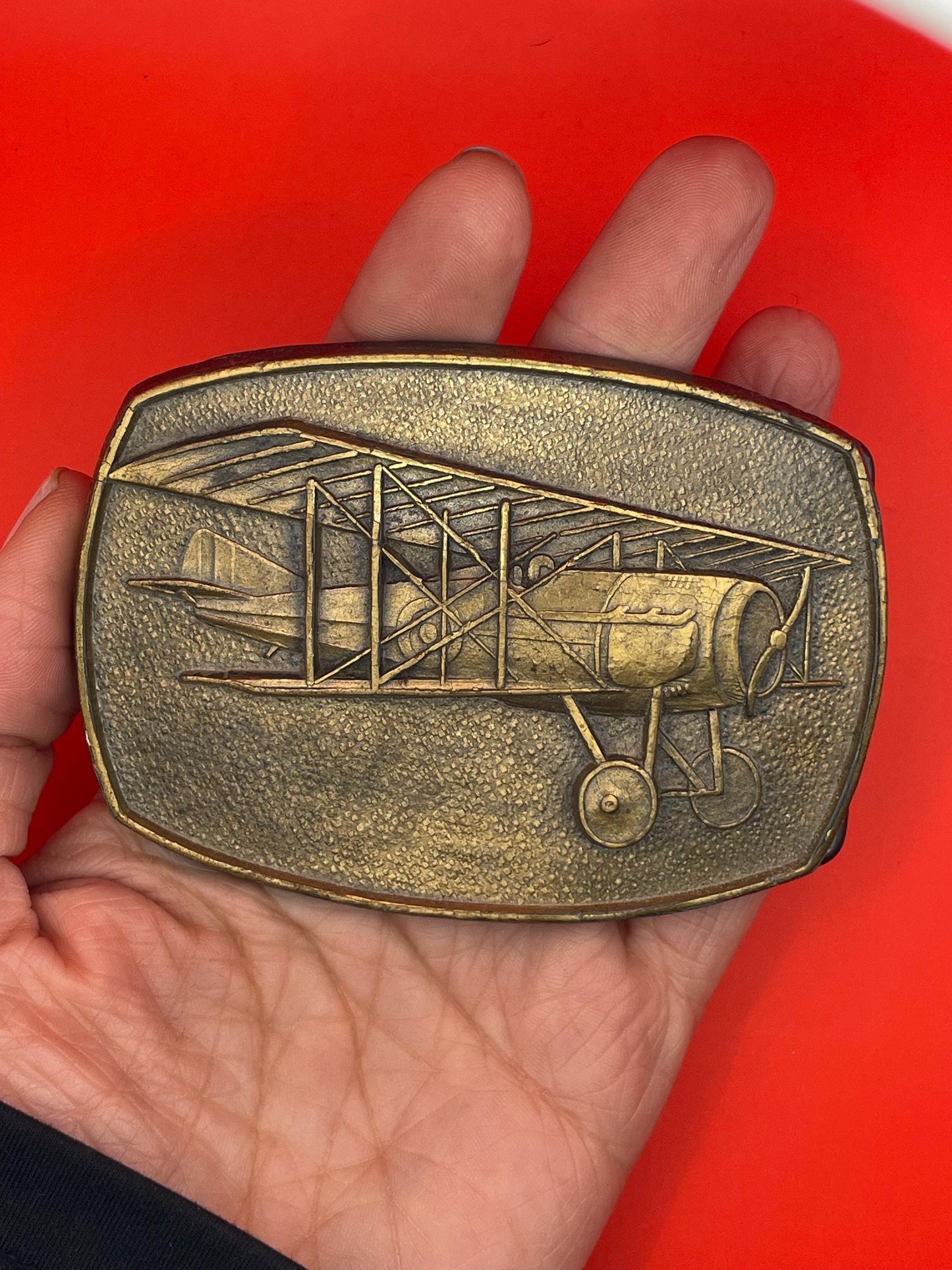 Vintage Brass Airplane Belt Buckle