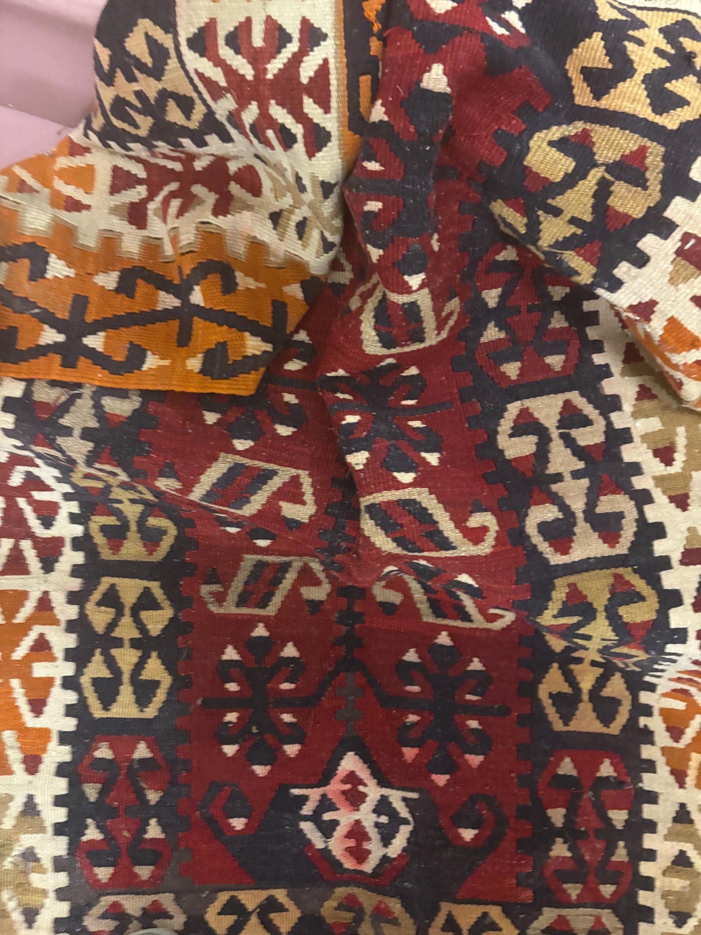 Beautiful antique approximately 58 x 43 Persian handknotted wool carpet with one hole  amazing value