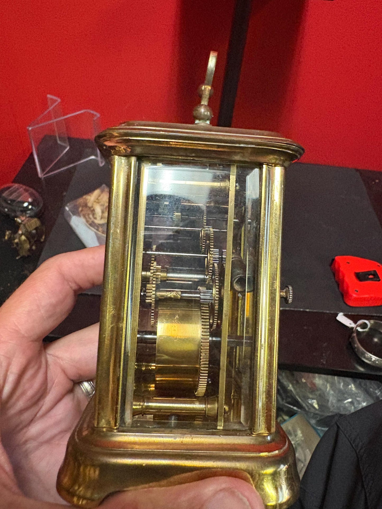 Stunning antique French 6 inch tall brass carriage clock in working order with key  great gift - wow