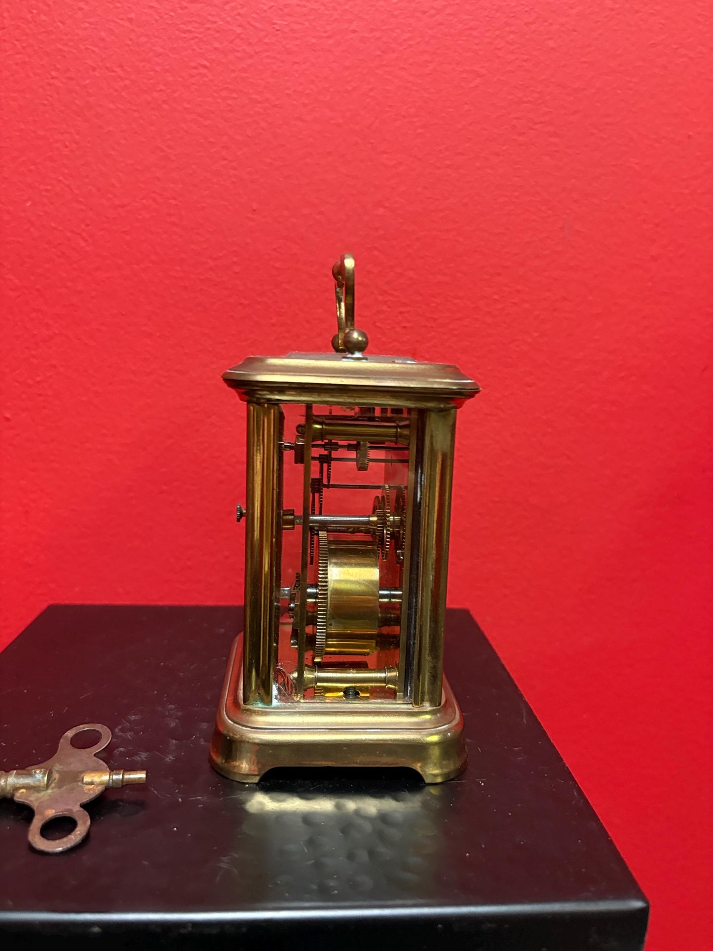 Stunning antique French 6 inch tall brass carriage clock in working order with key  great gift - wow