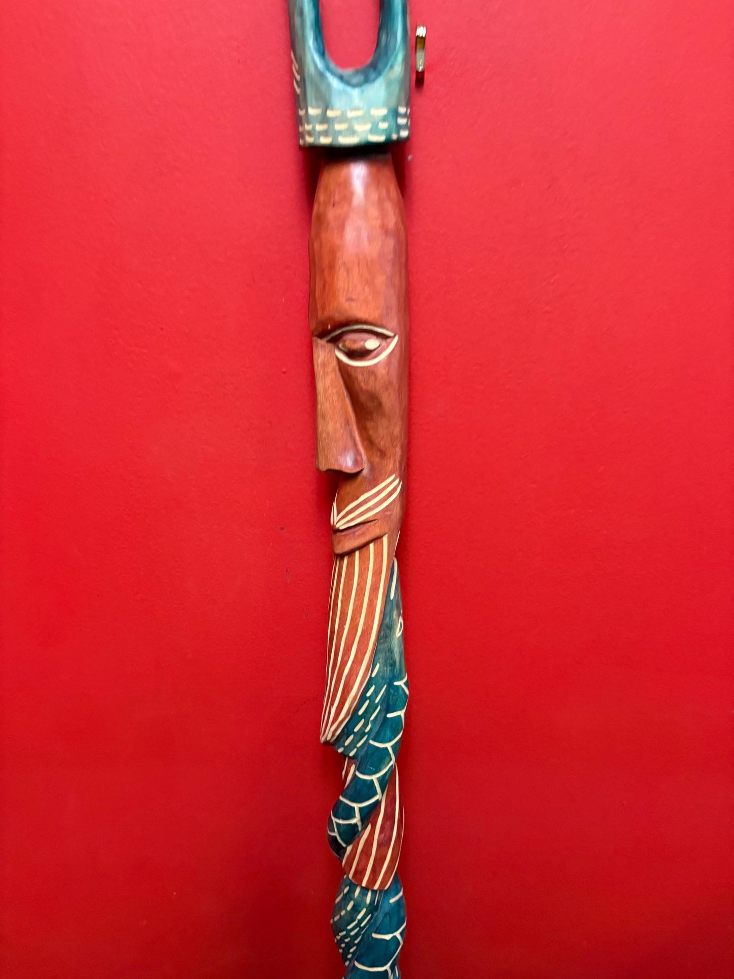 Beautiful African snake man walking stick  39 inches  great imagery  ready to use