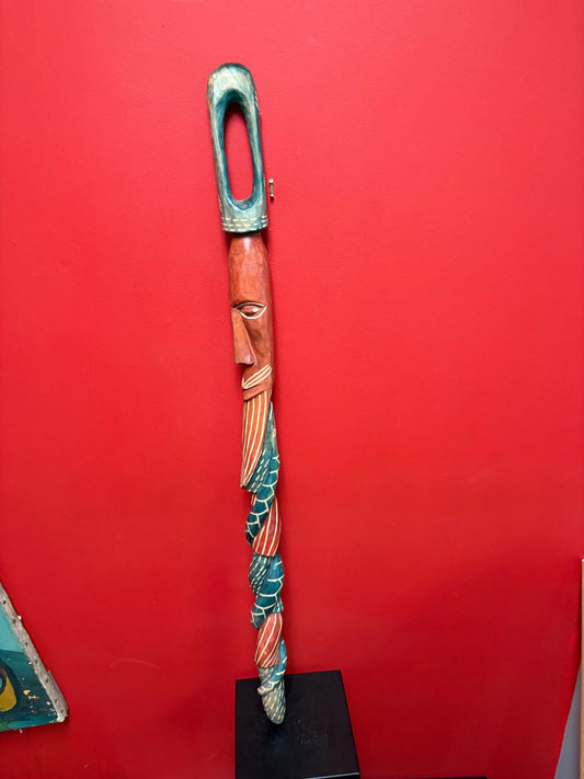 Beautiful African snake man walking stick  39 inches  great imagery  ready to use
