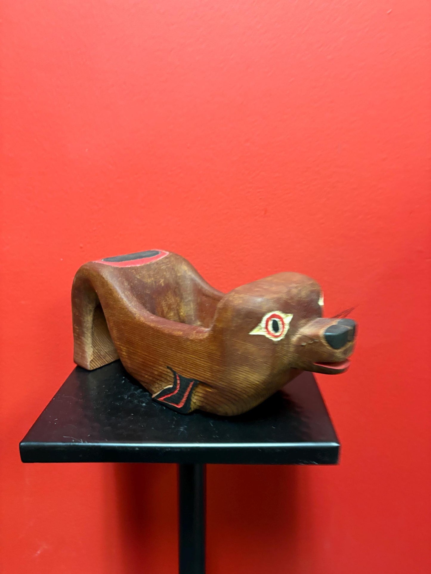 Beautiful antique indigenous  First Nations Pacific Northwest Coast signed otter bowl  wonderful detail  9 x 3 1/2 high  TED MORAN  wow