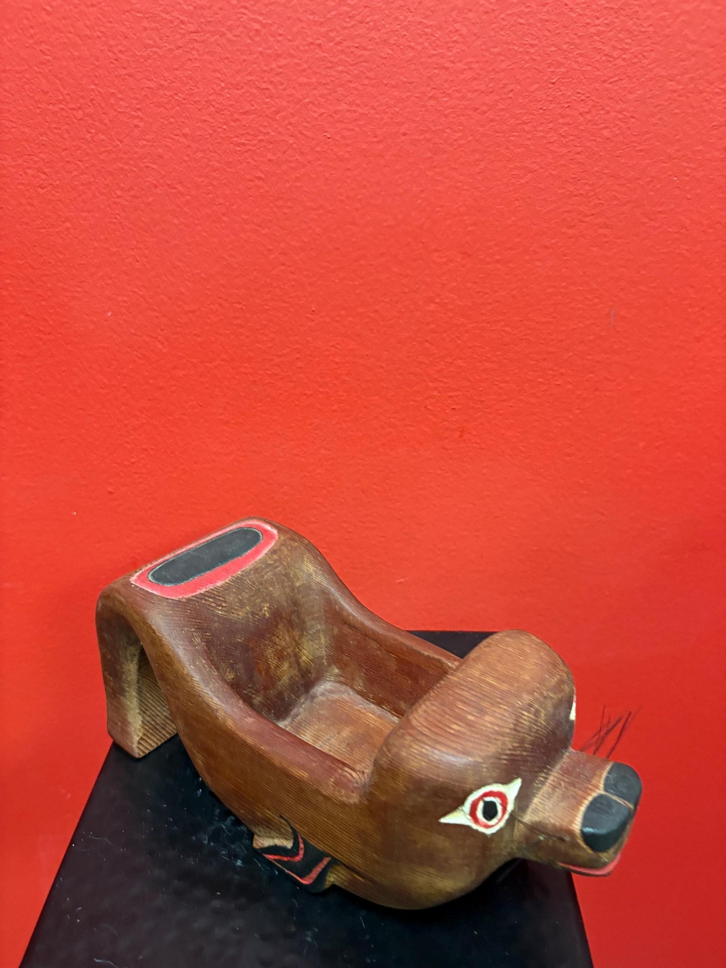 Beautiful antique indigenous  First Nations Pacific Northwest Coast signed otter bowl  wonderful detail  9 x 3 1/2 high  TED MORAN  wow