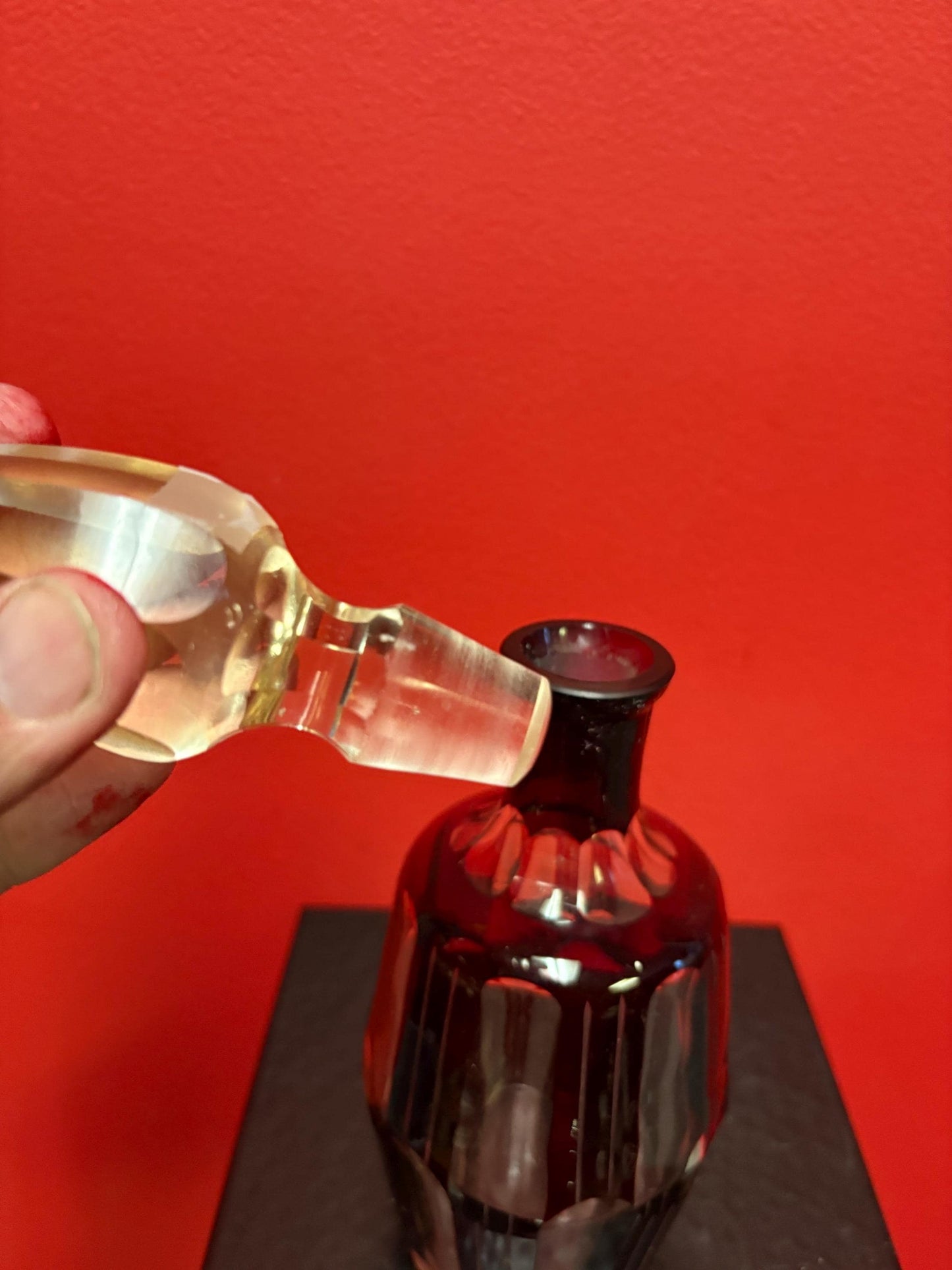 Beautiful 10 inch high  English Victorian antique Ruby cut crystal decanter in lovely condition  perfect to use or gift