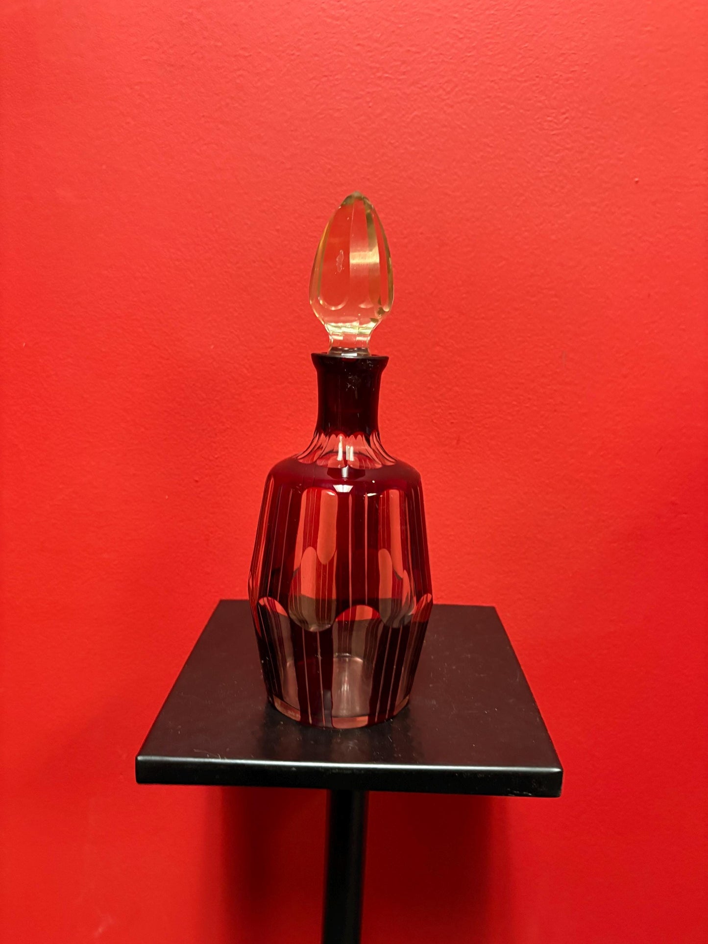 Beautiful 10 inch high  English Victorian antique Ruby cut crystal decanter in lovely condition  perfect to use or gift