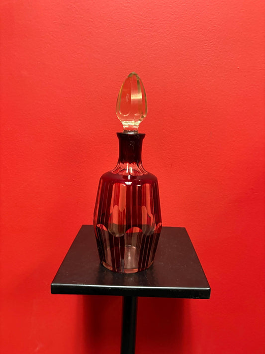 Beautiful 10 inch high  English Victorian antique Ruby cut crystal decanter in lovely condition  perfect to use or gift