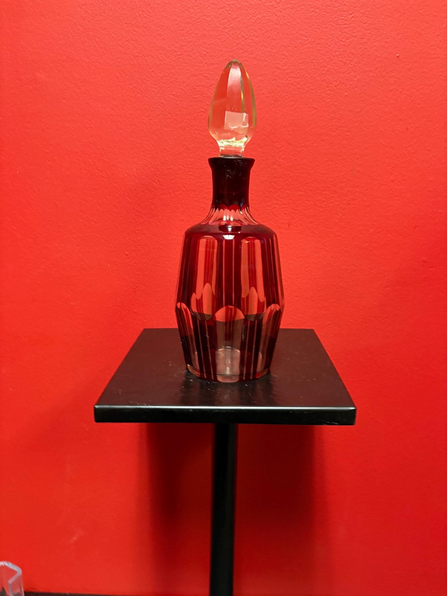 Beautiful 10 inch high  English Victorian antique Ruby cut crystal decanter in lovely condition  perfect to use or gift