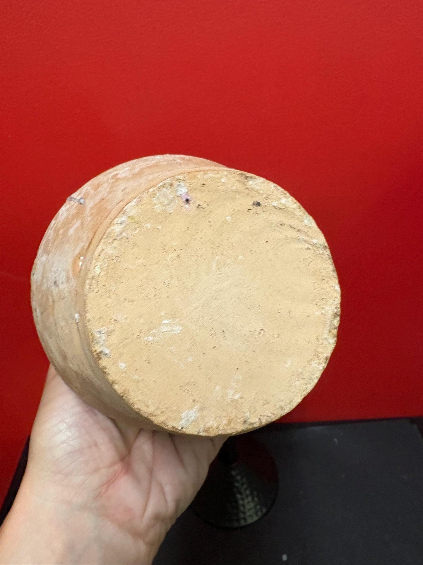 Beautiful 19 century 8 inch tall French terra-cotta vase with age old candle wax amazing decoration  great value