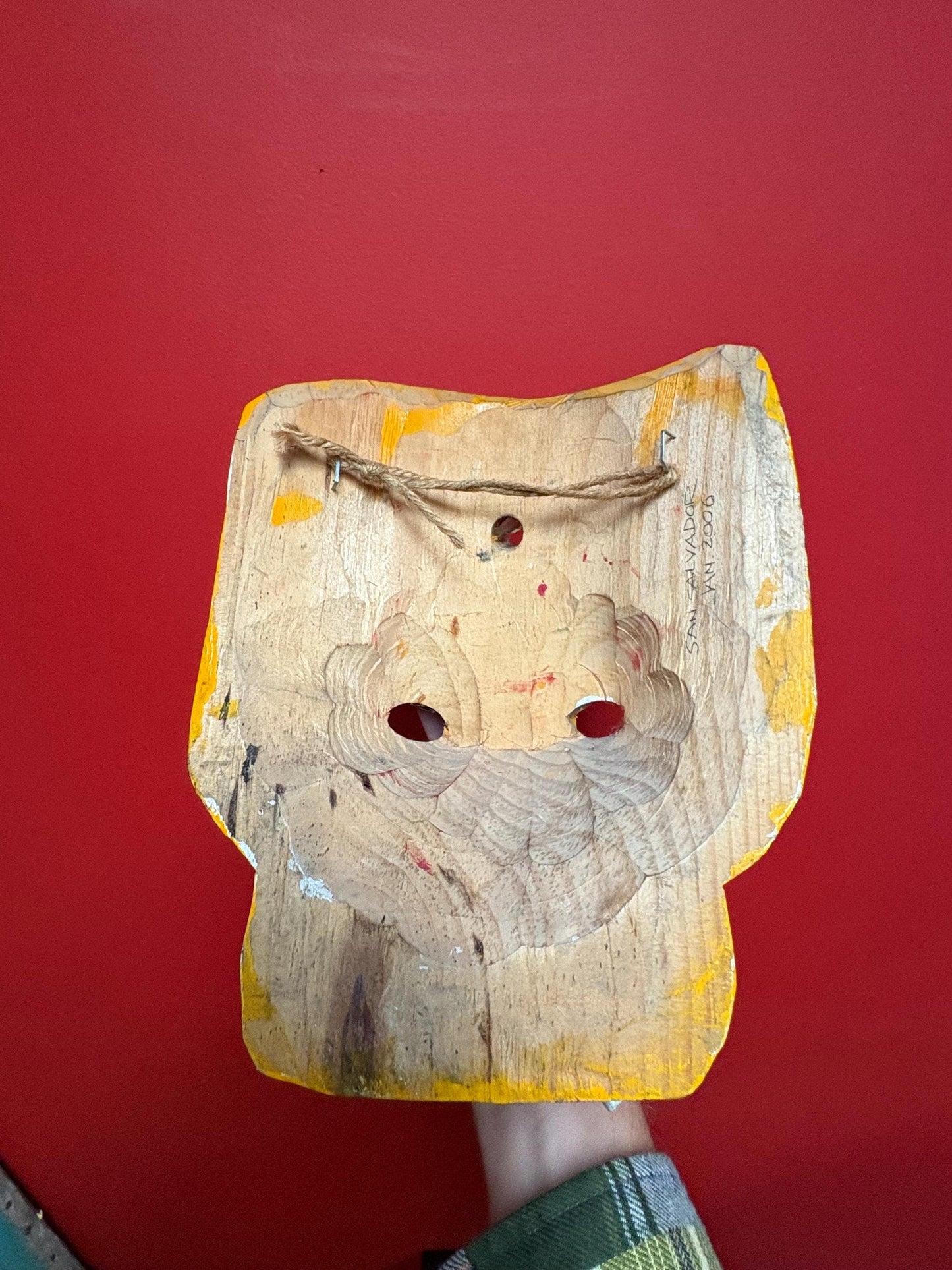 Beautiful central American painted vintage mask - 9 x 7“ wide  cheetah style imagery  looks great on wall