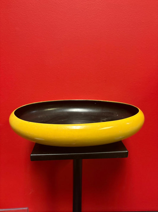 Beautiful antique Royal Doulton bright yellow and black planter — great condition but worn inside — crazy value - 12 x 9” wide