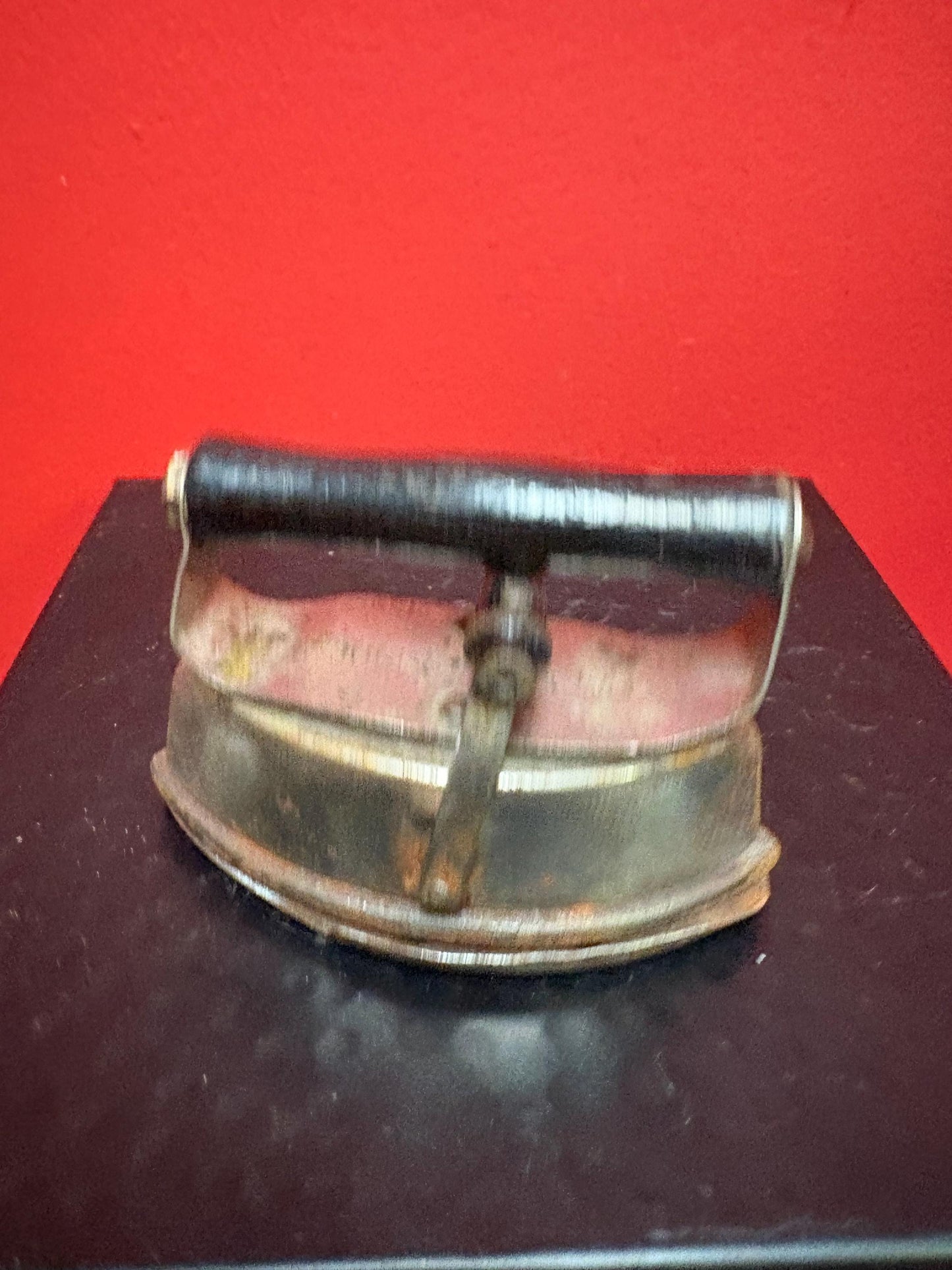 beautiful antique  doll house miniature iron   With bottom cover  4 x 3 high  good old condition  great value