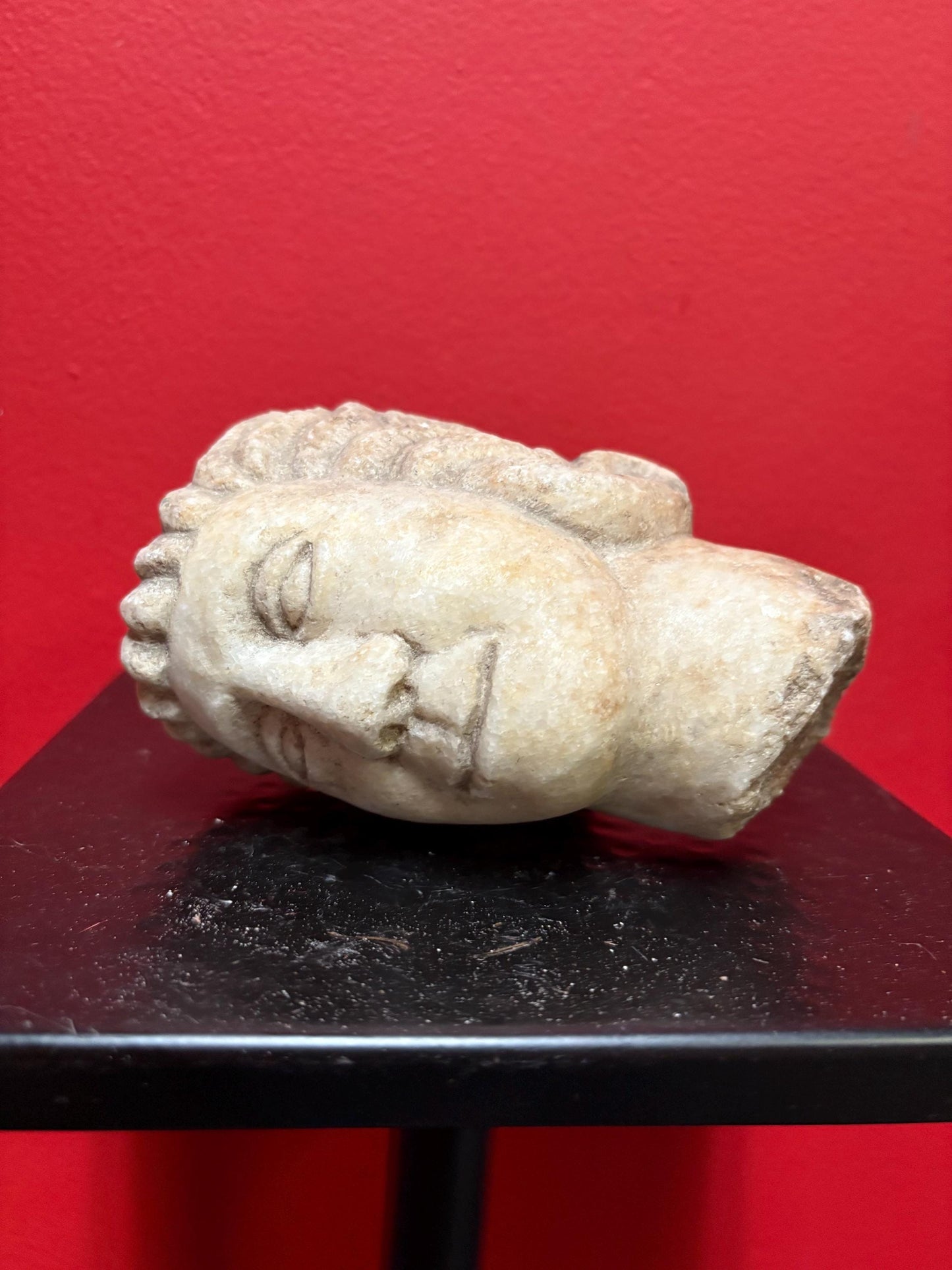 Museum quality 5 inch long Roman stone head  4 to 600 A.D. amazing condition  one of  a kind