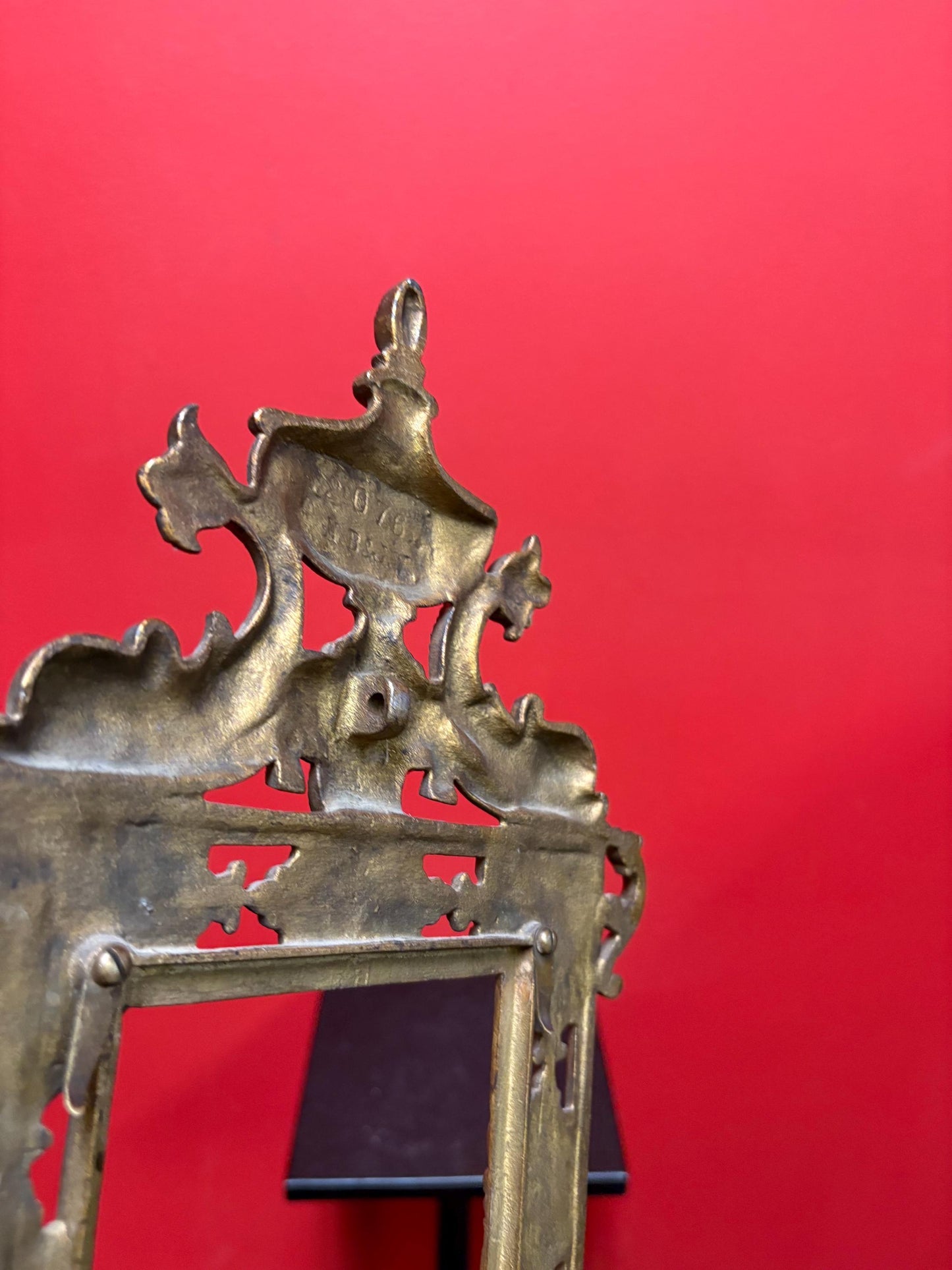 Amazing antique 19 century gilded metal ornate frame  outside 16 x 9 1/2 and inside 12 x 4“  wow - so many uses