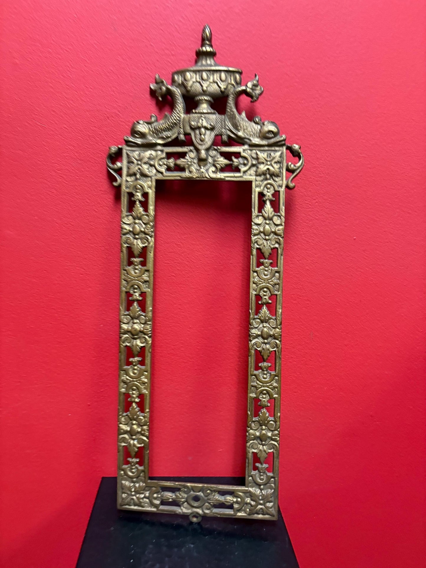 Amazing antique 19 century gilded metal ornate frame  outside 16 x 9 1/2 and inside 12 x 4“  wow - so many uses