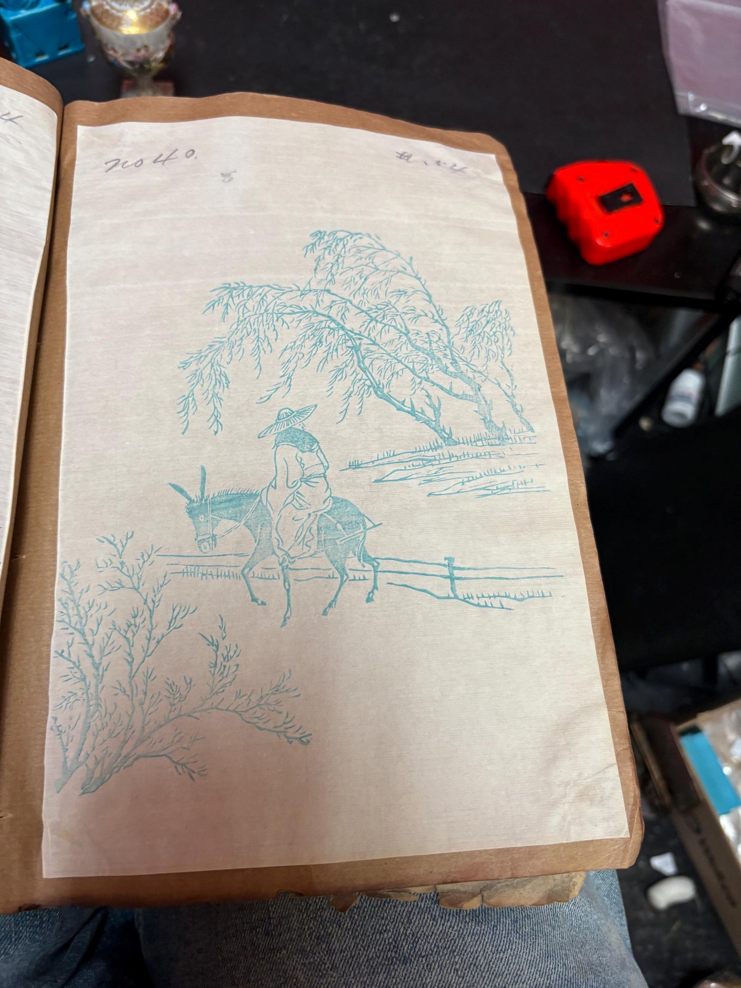 Rare Asian book of original sketches  cover trashed - very unique signed paintings - unique art book