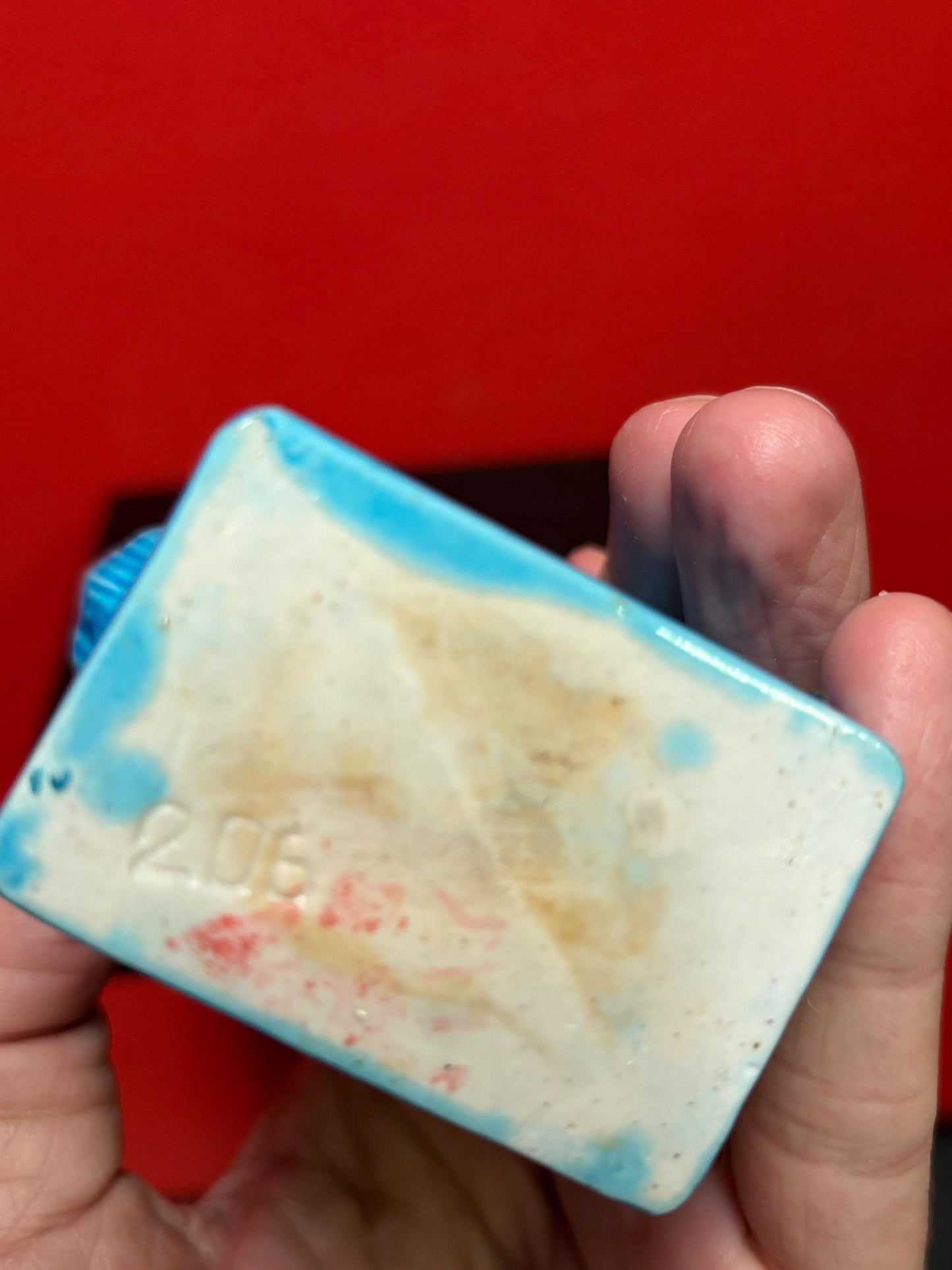 Beautiful antique Chinese 6 1/2 inch tall blue glazed foo dog in great condition