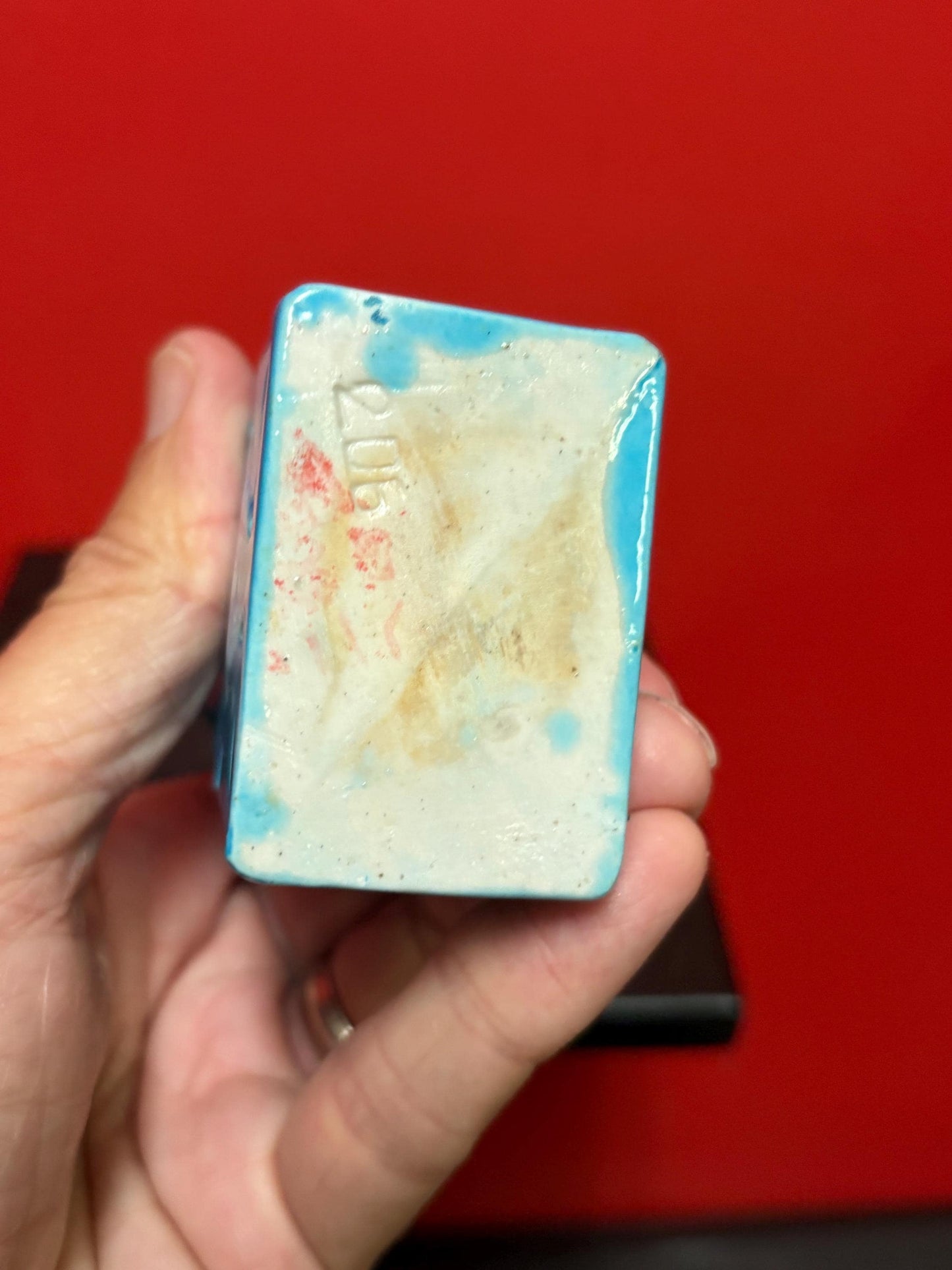 Beautiful antique Chinese 6 1/2 inch tall blue glazed foo dog in great condition