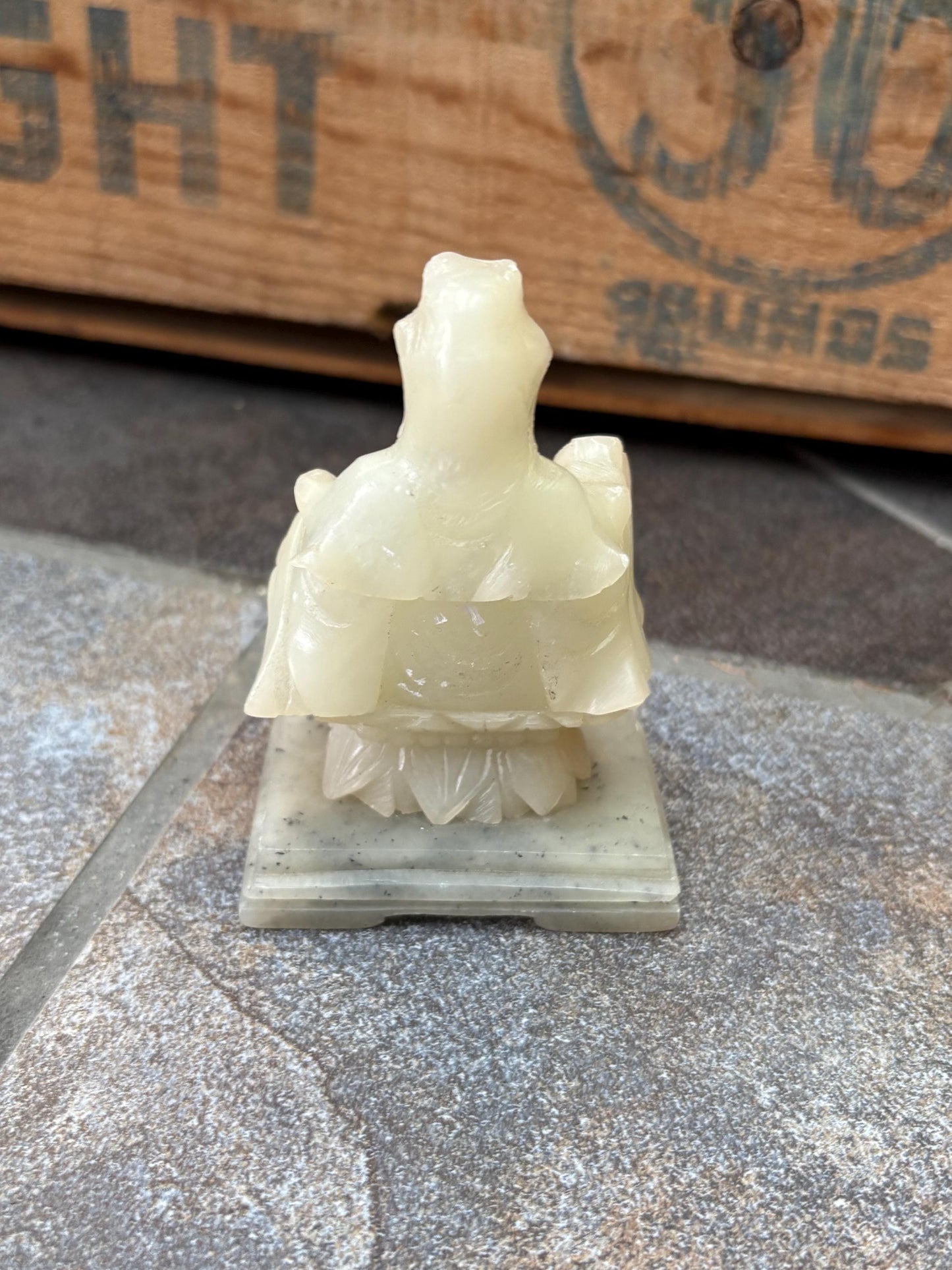 Beautiful Chinese Jade Buddha on stone stand  3 1/2 inches high  nice detail high-quality Jade
