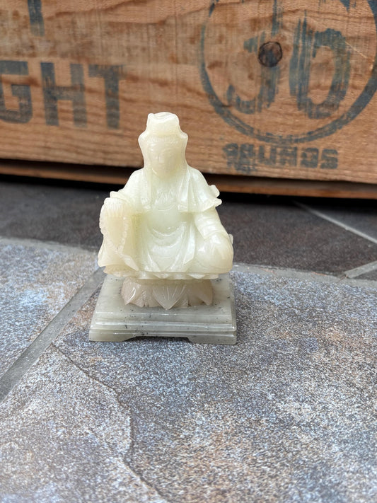 Beautiful Chinese Jade Buddha on stone stand  3 1/2 inches high  nice detail high-quality Jade