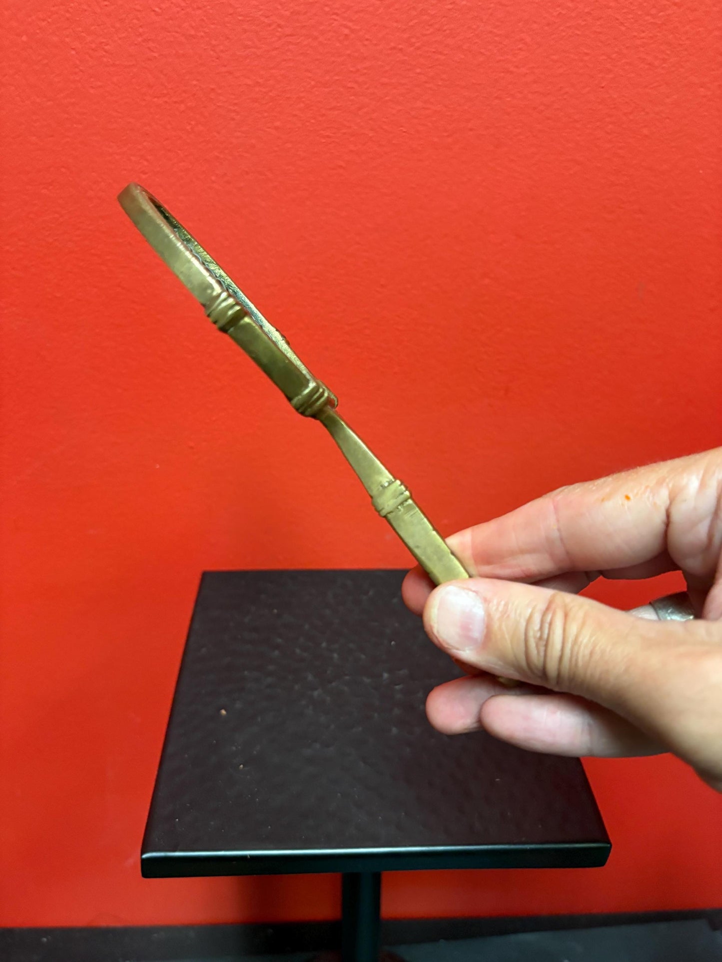 Antique 7 inch long solid brass tennis racket   great gift for the tennis player and perfect paperweight