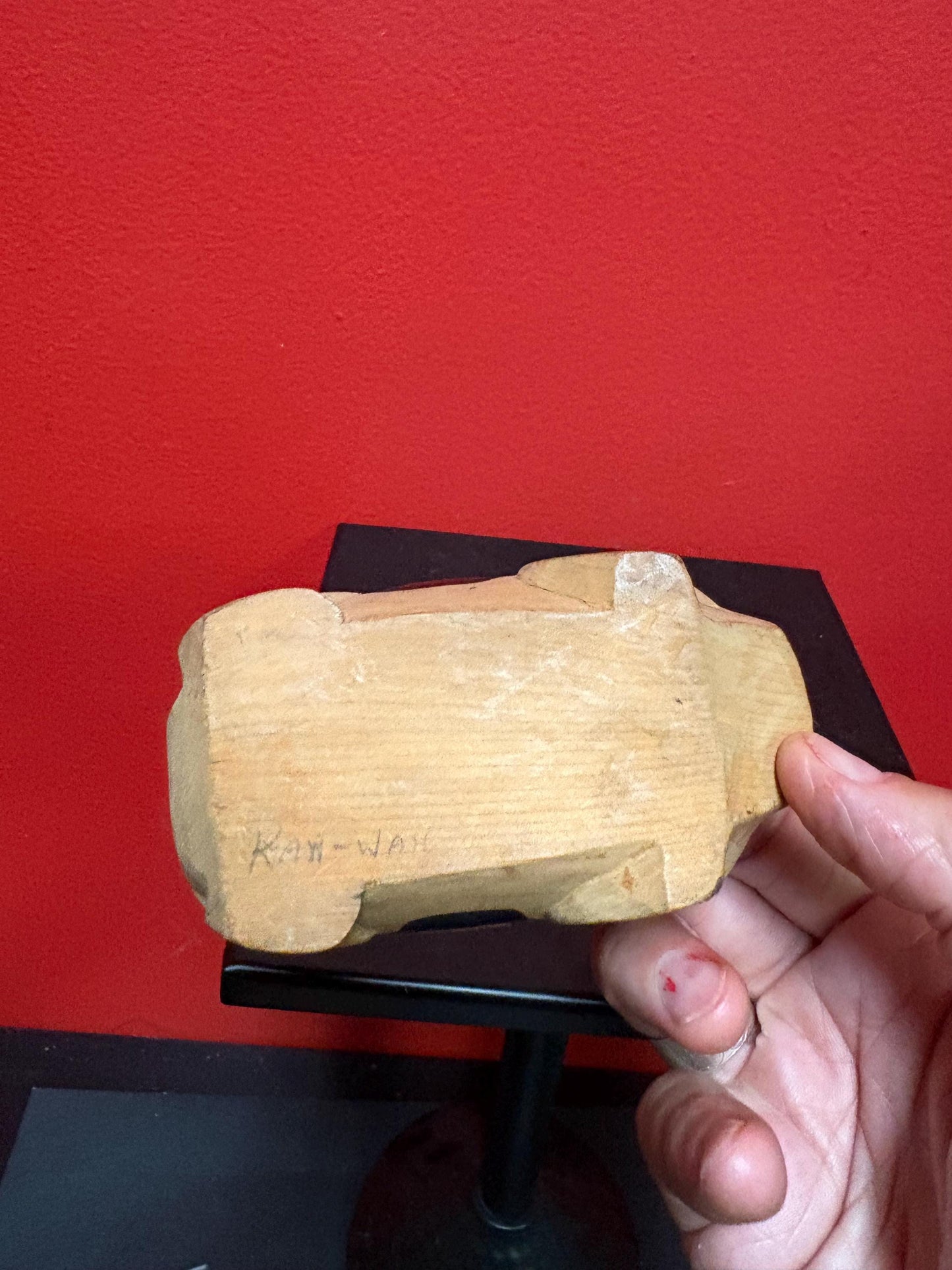 Beautiful antique indigenous first nation specific West Coast KAW - WAH painted cedar tiny feast bowl  5 x 2 1/2 wide hedgehog?