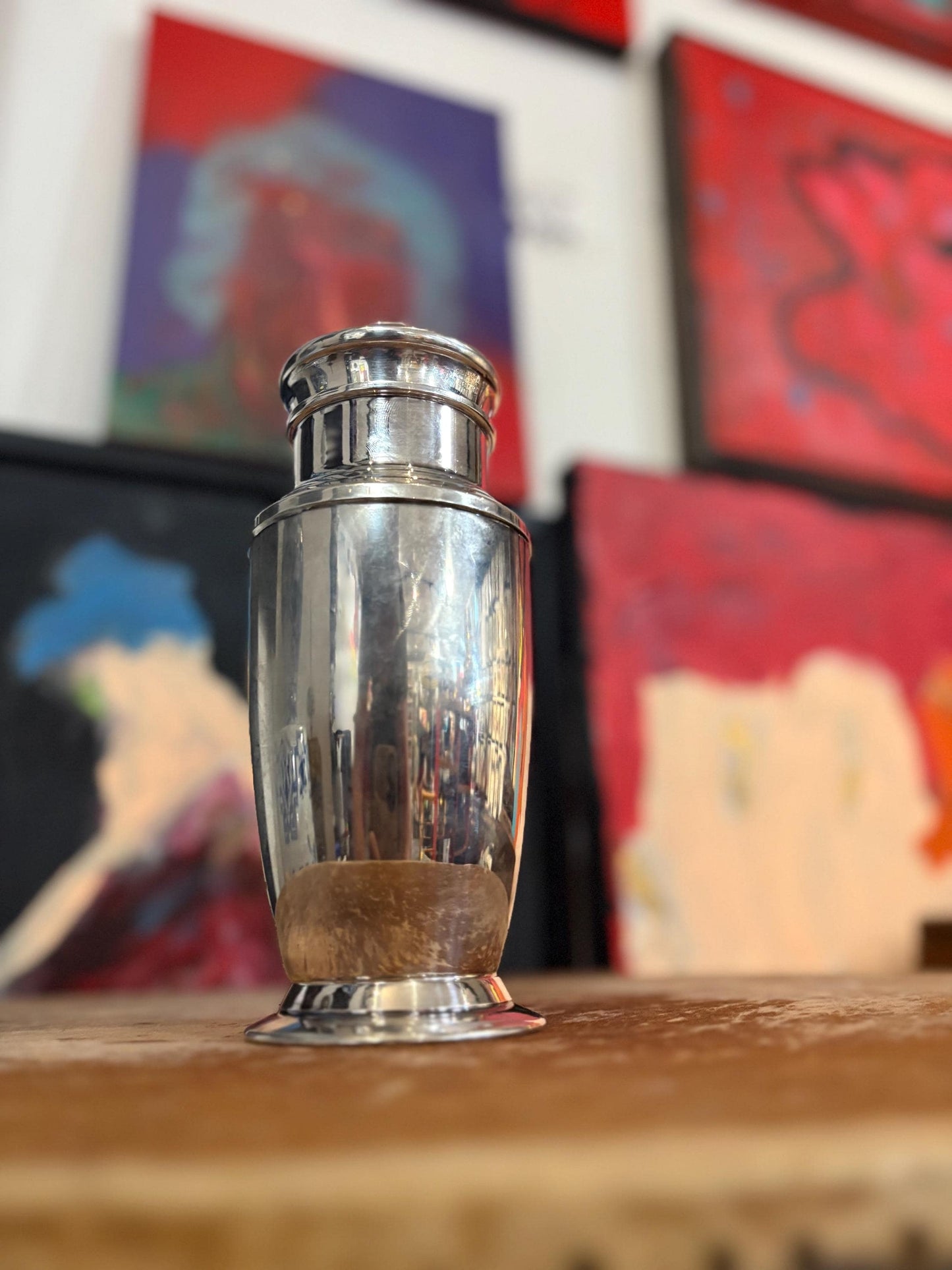 stunning antique silver plated 9 inch tall cocktail shaker  wonderful condition and ready to use  shaken like Vegas at 3am