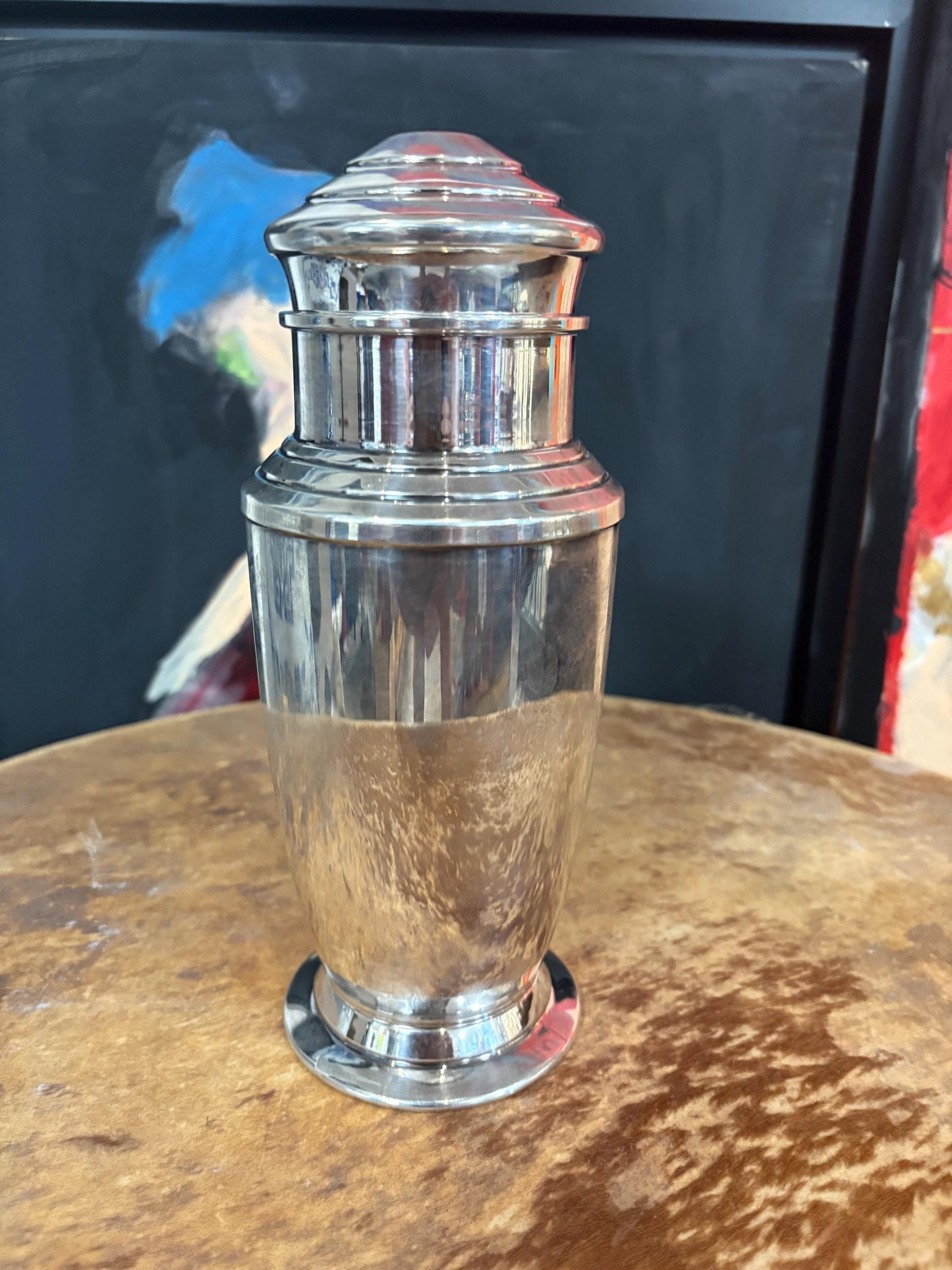 stunning antique silver plated 9 inch tall cocktail shaker  wonderful condition and ready to use  shaken like Vegas at 3am