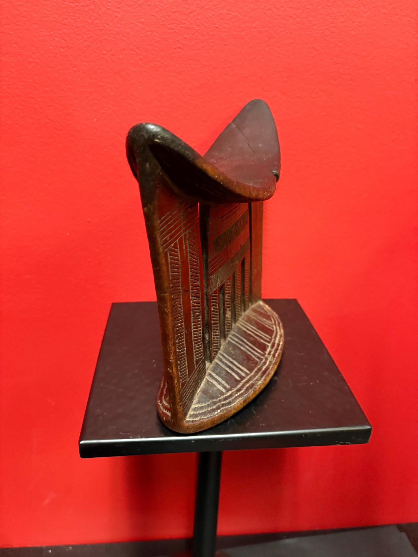 Stunning African 9 x 8 tall antique Ghana neck rest  authentic rare piece  wow - wonderful patina and great for collection or gift