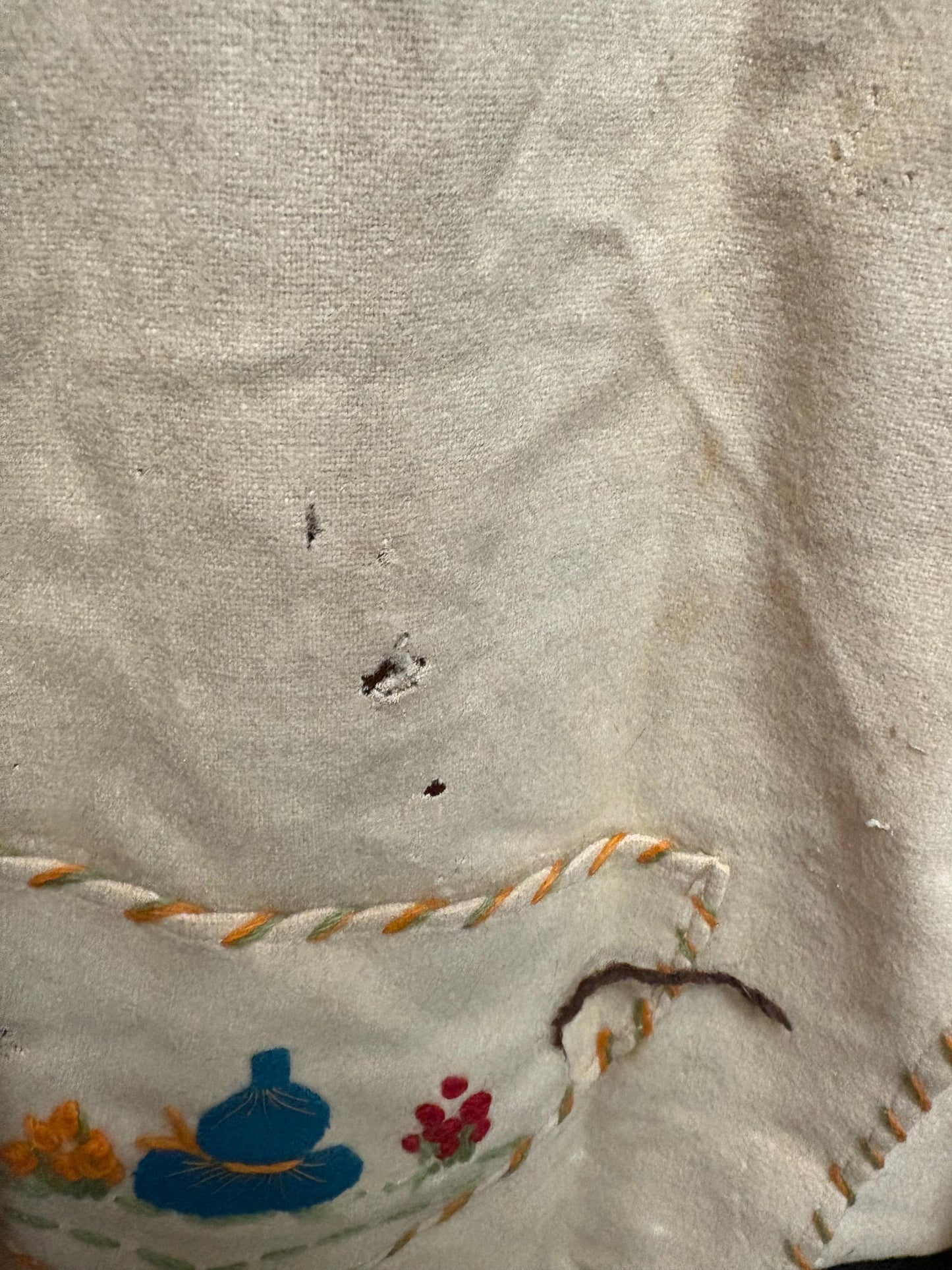 Beautiful antique Mexican leather and woven  jacket 30 inch tall and 16 inch across chest approximately  some tiny holes