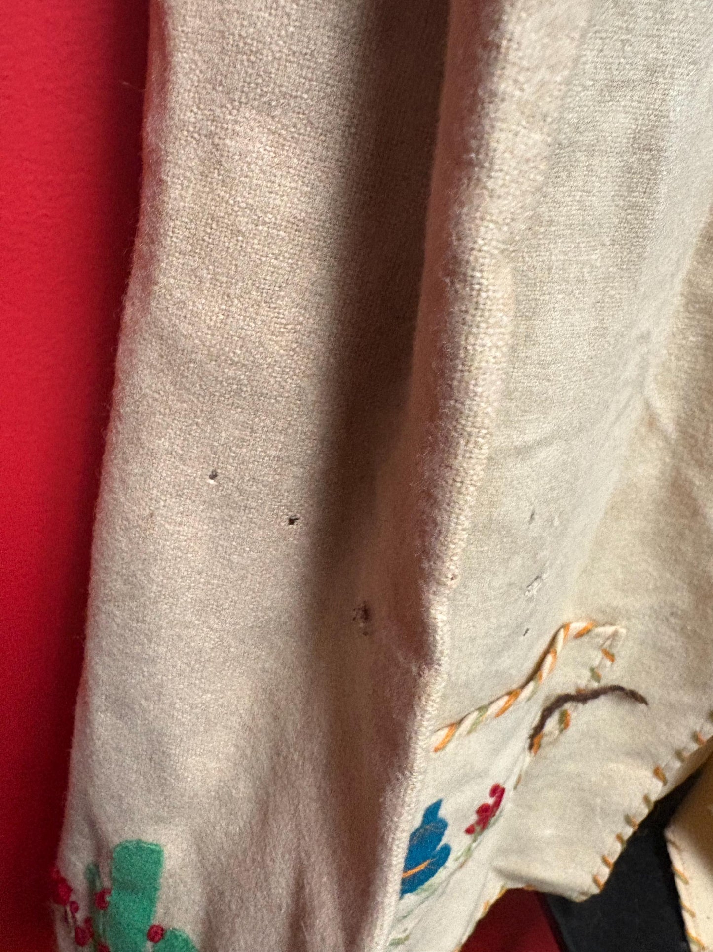 Beautiful antique Mexican leather and woven  jacket 30 inch tall and 16 inch across chest approximately  some tiny holes