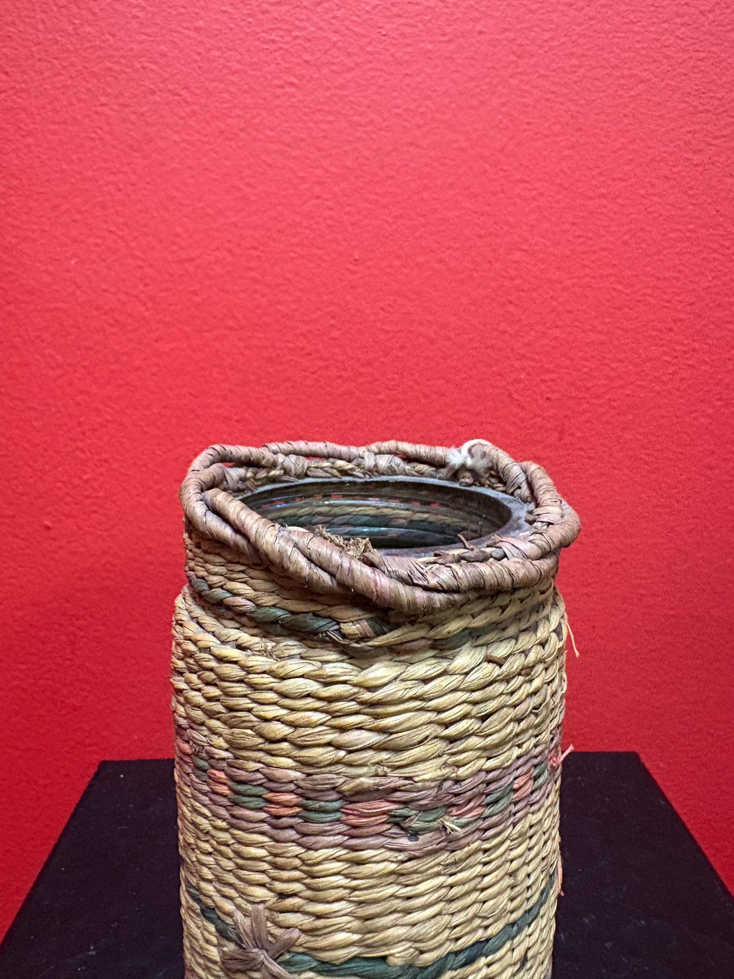 Beautiful antique indigenous first nations north West Coast woven jar 5 inches high in antique condition and great value  see photos