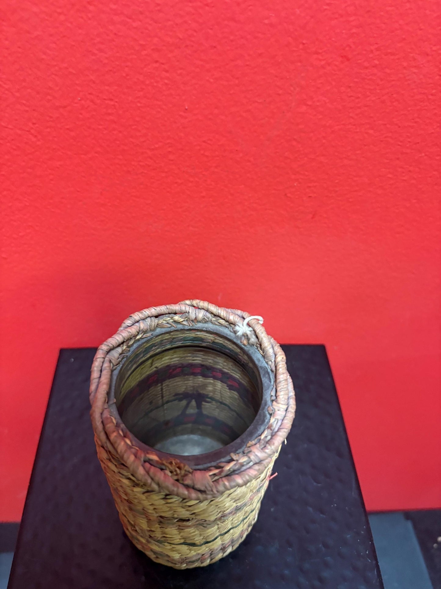 Beautiful antique indigenous first nations north West Coast woven jar 5 inches high in antique condition and great value  see photos