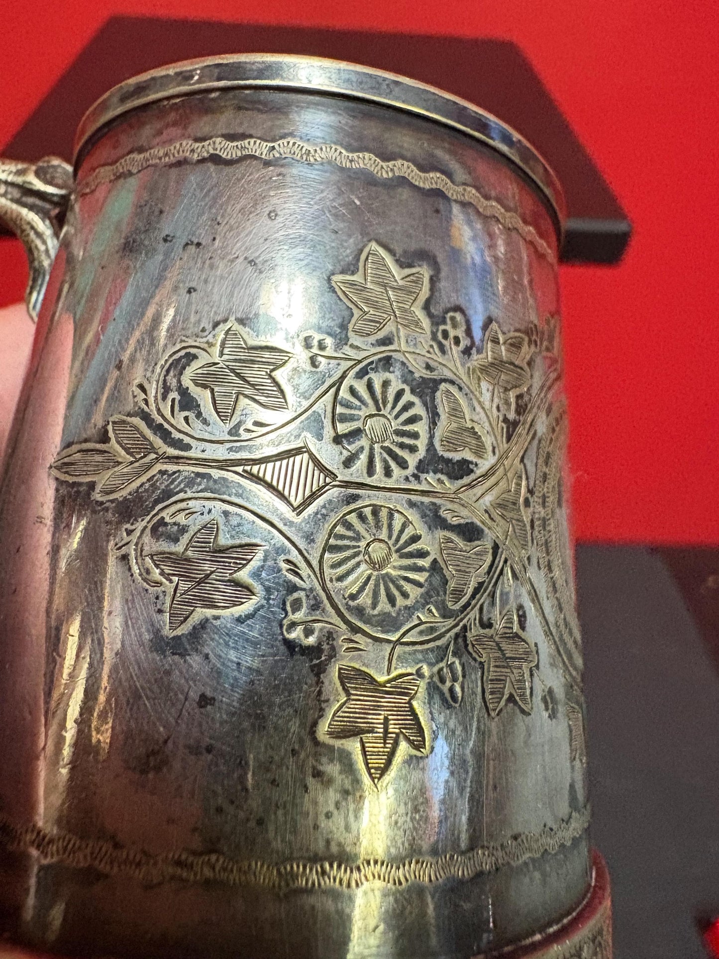 Beautiful English Victorian christening mug - silver plated with an absolute regal elegance  4 inch tall  perfect gift and good value