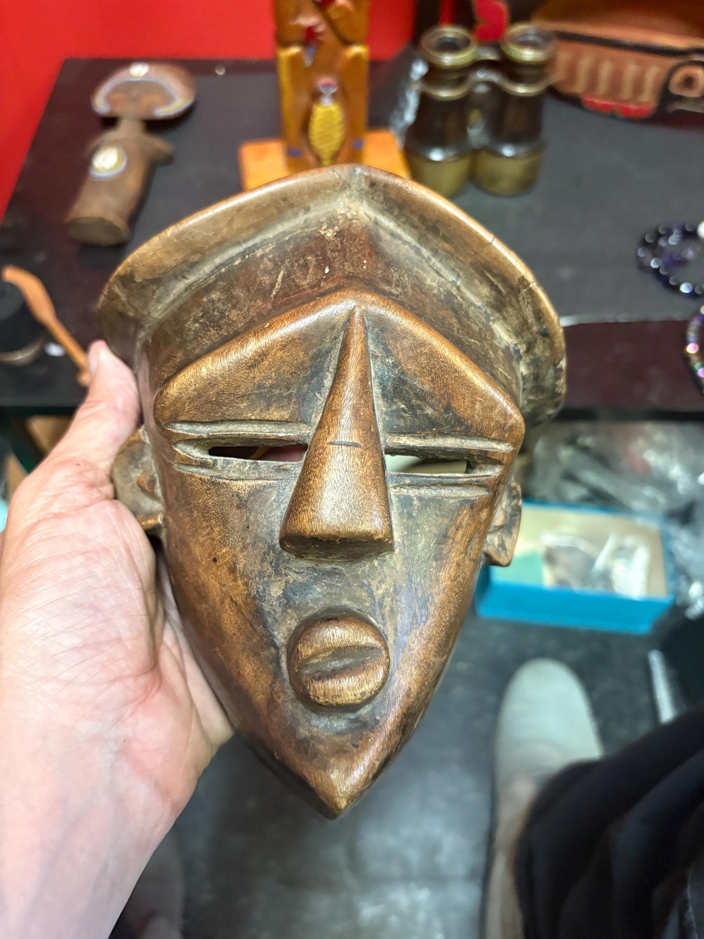 Beautiful antique African Liberia DAN mask 8 x 5 1/2 wide  great condition ready to hang