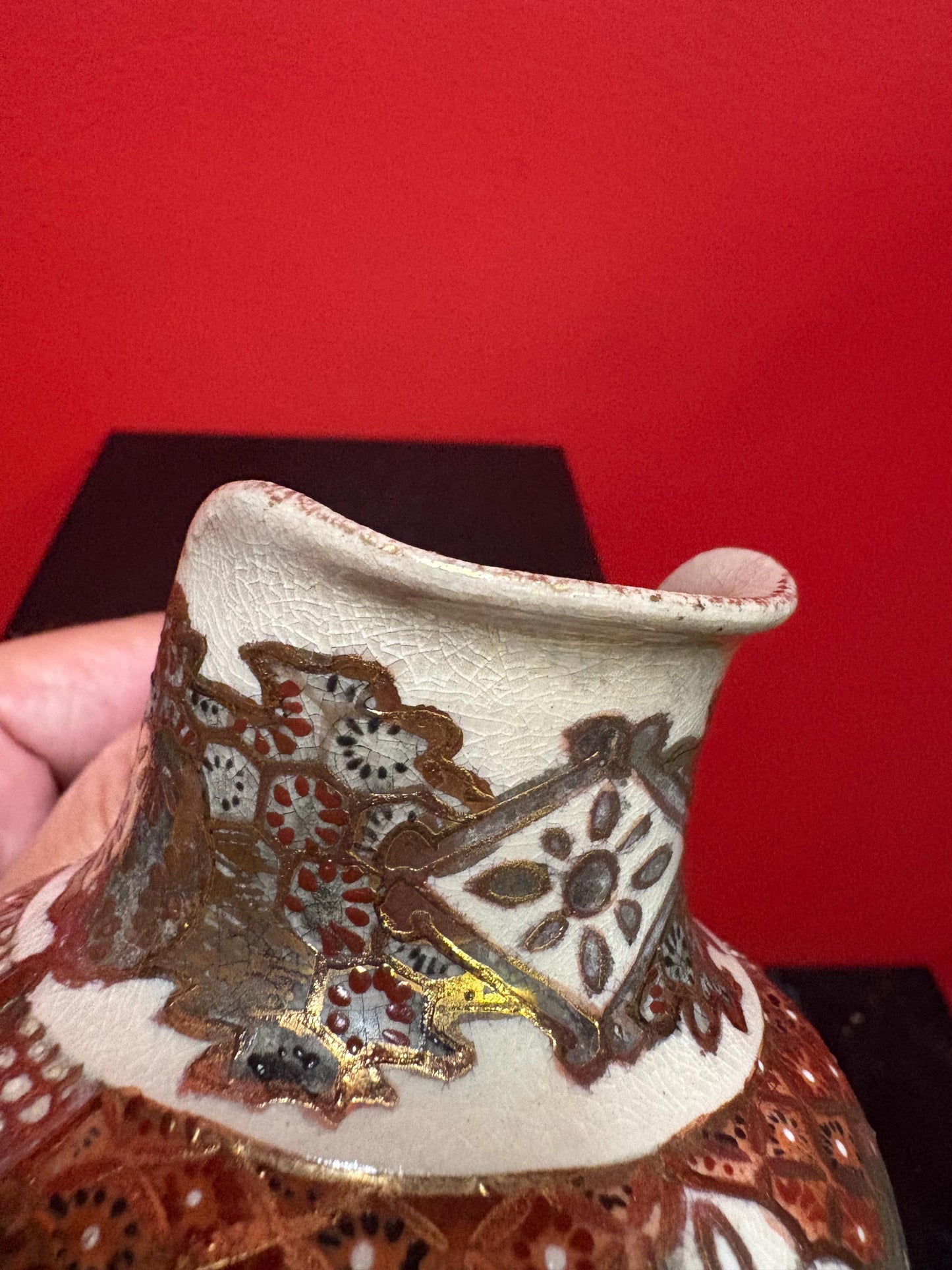 stunning  6 inch tall Japanese Meji period  Satsuma jug wonderful condition with worn handle  great value