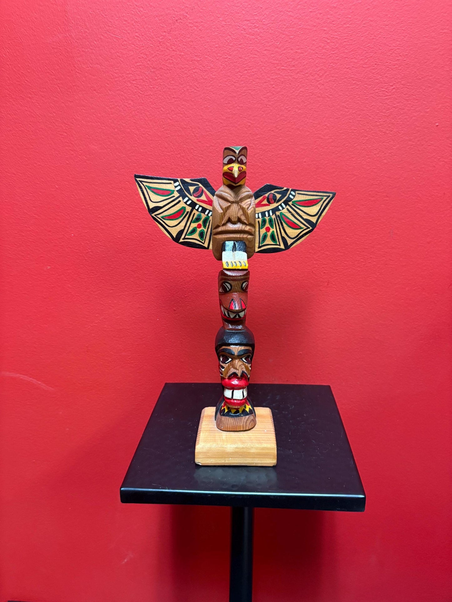 Lovely signed indigenous first Pacific Northwest Coast winged totem pole - 10 x 6 wide