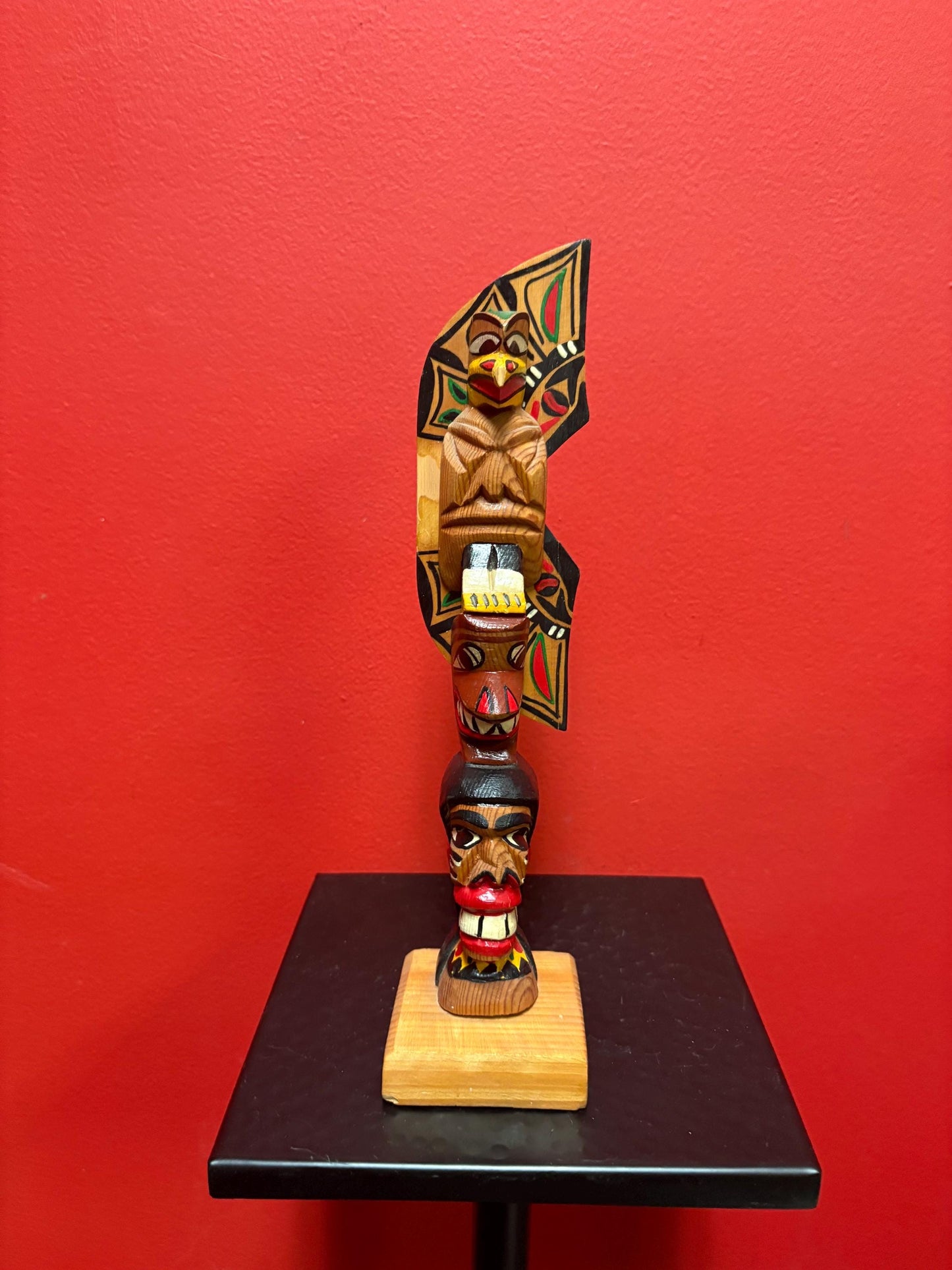 Lovely signed indigenous first Pacific Northwest Coast winged totem pole - 10 x 6 wide