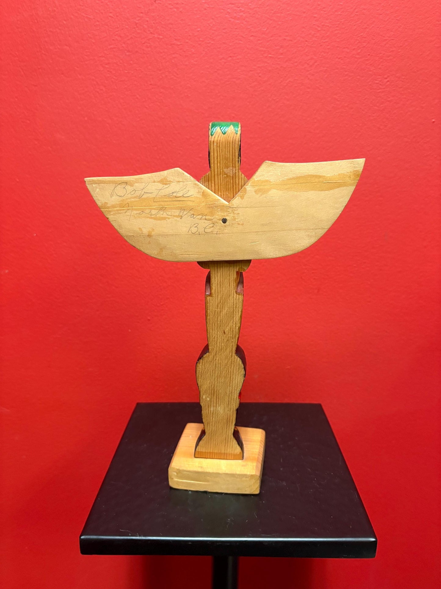 Lovely signed indigenous first Pacific Northwest Coast winged totem pole - 10 x 6 wide