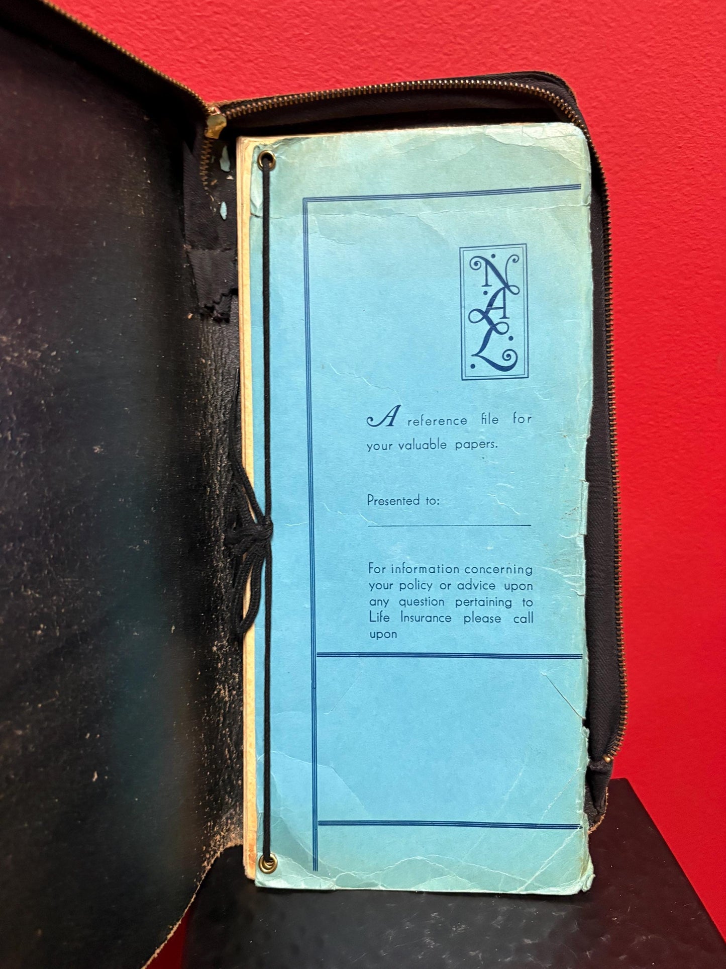 Very cool antique North American life assurance company valuable papers folder with contents never used 12 x 6