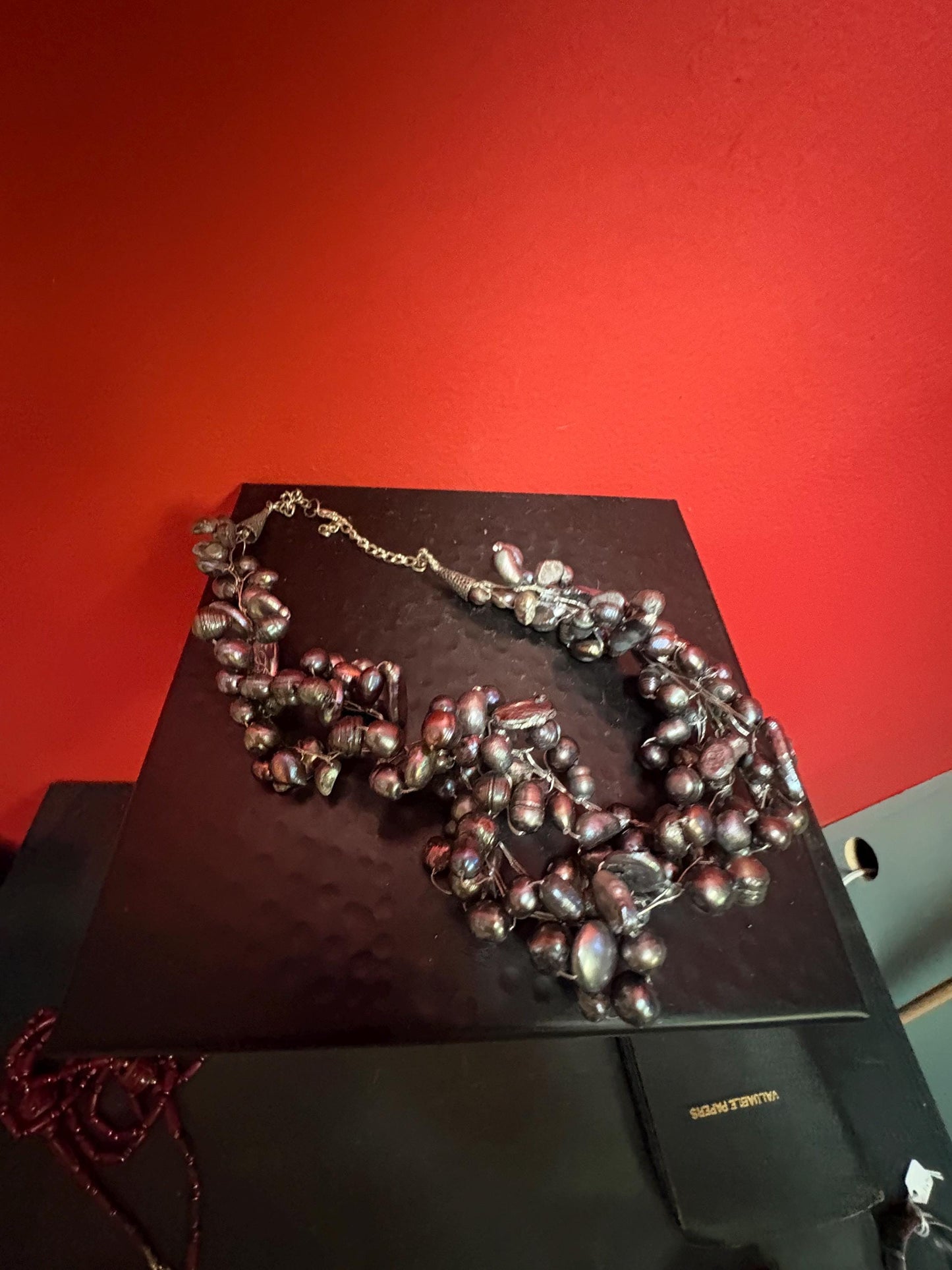 Very cool seawater pearl and wire necklace approximately 20 inches long  fabulous look and great gift