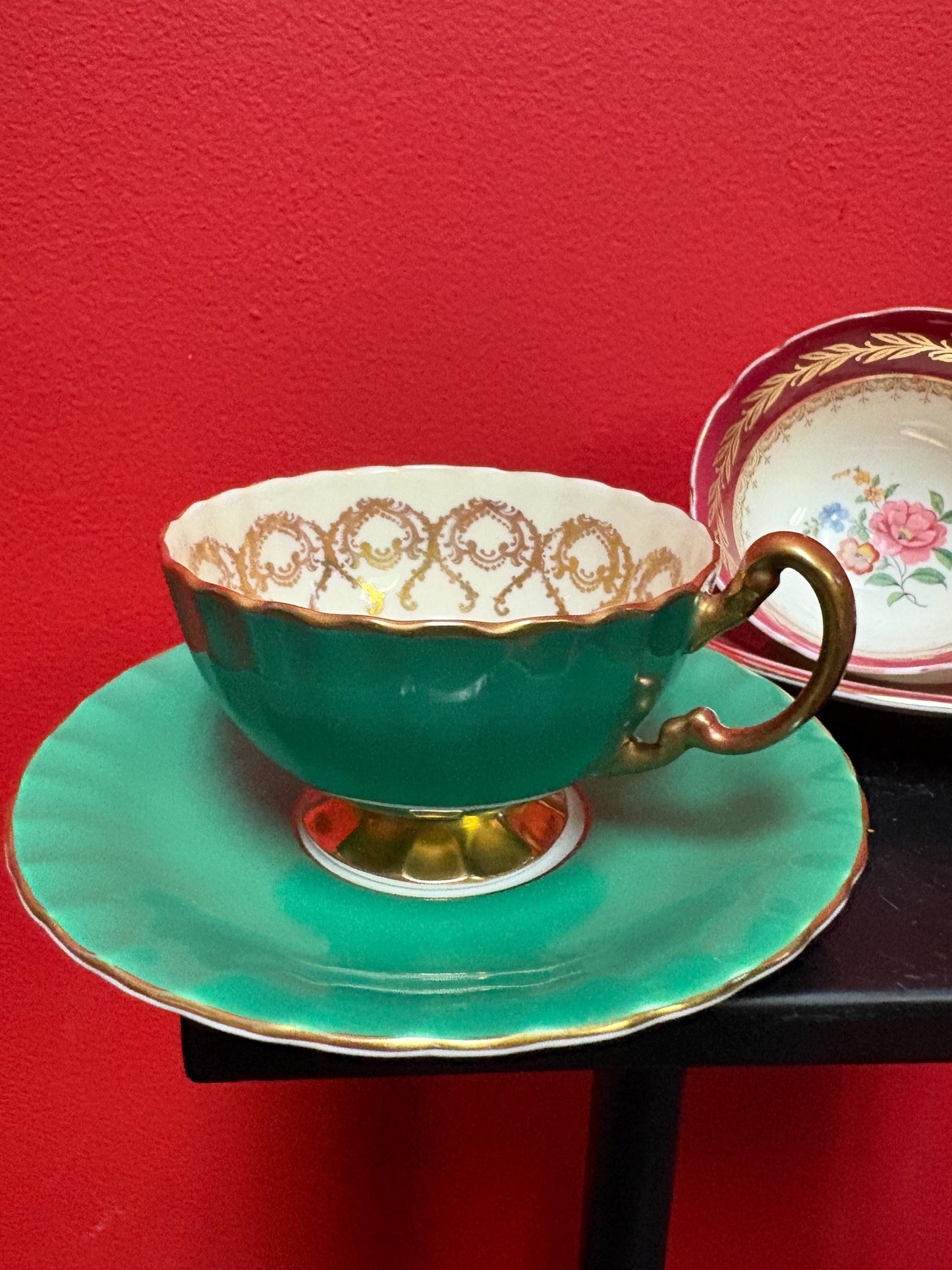 two  lovely antique AYNSLEY cups and sauces in mint condition  price for both  great value