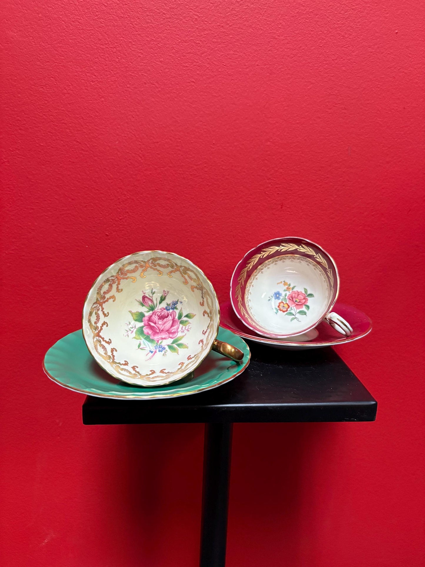 two  lovely antique AYNSLEY cups and sauces in mint condition  price for both  great value