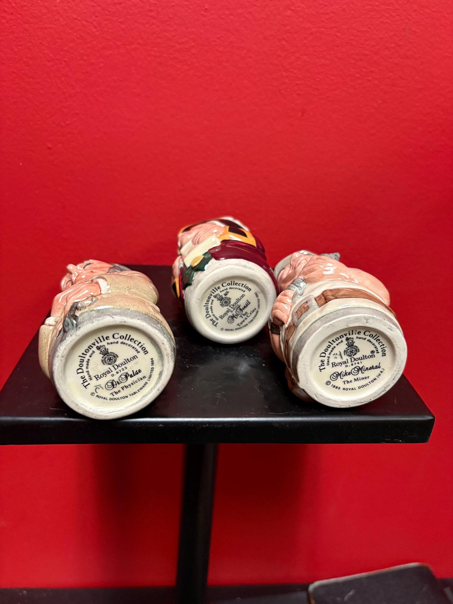 Lovely set of three Royal Doulton Toby jugs from the Doultonville  collection  all good condition  4 inches tall great value great gifts