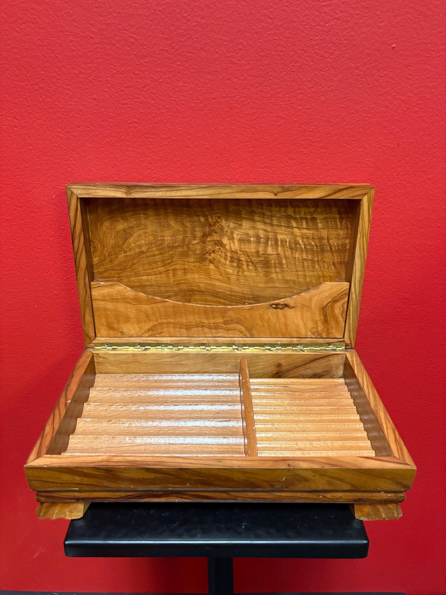 Lovely 9 1/2 x 6 x 2 1/2 high handmade inlaid cover box  perfect gift