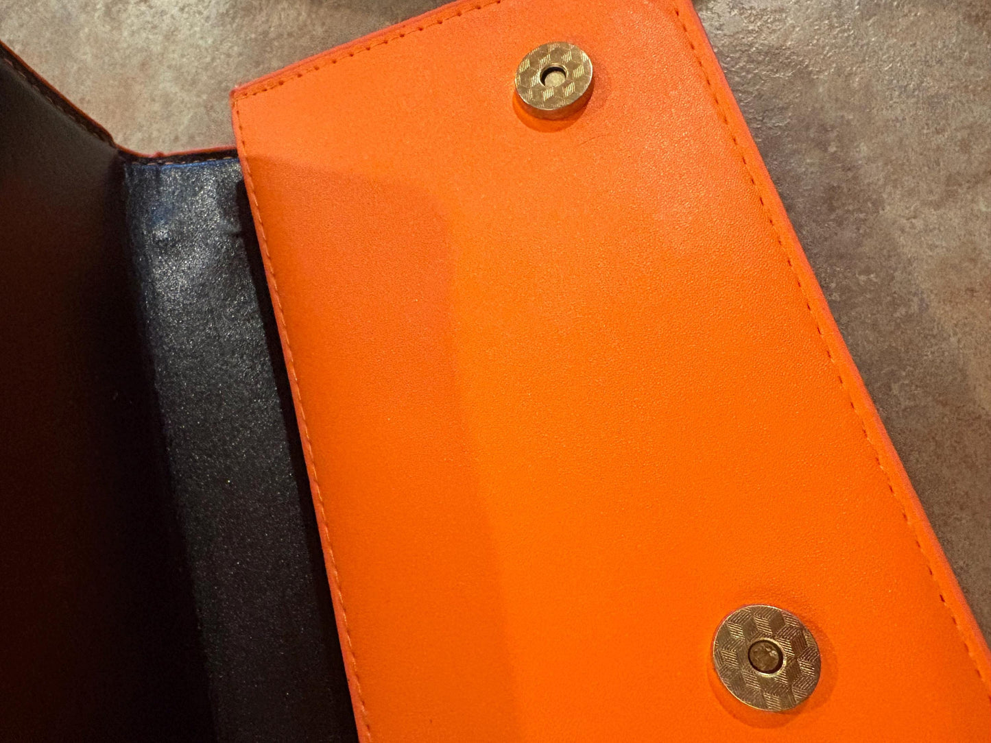 vintage beautiful like new 8 x 9 inch high ladies bright orange purse with unique handle  vegan friendly  ladies bag - wow