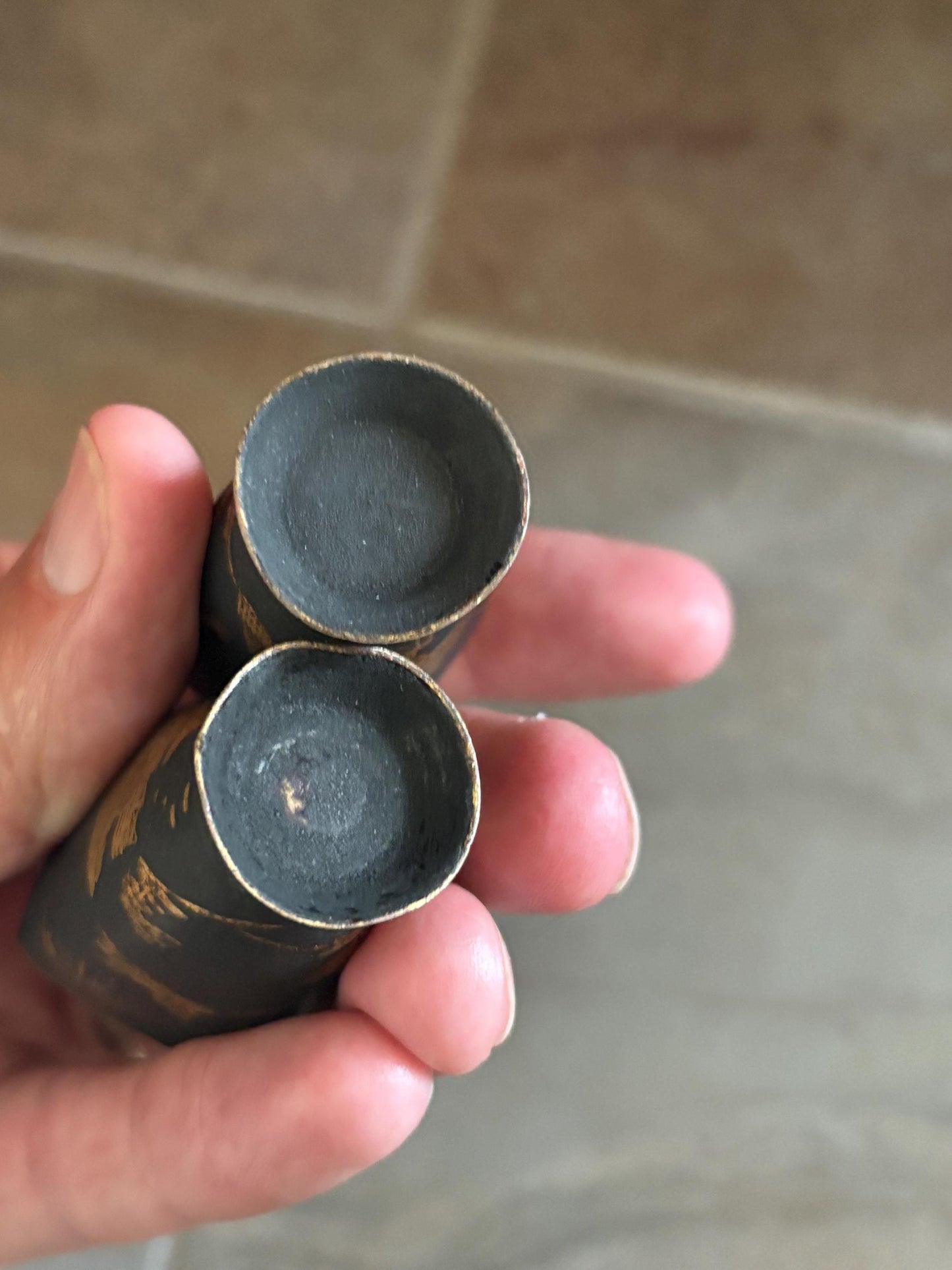 Pair of beautiful antique Japanese meji bronze and gilded vases  2.5 inches tall each  very pretty