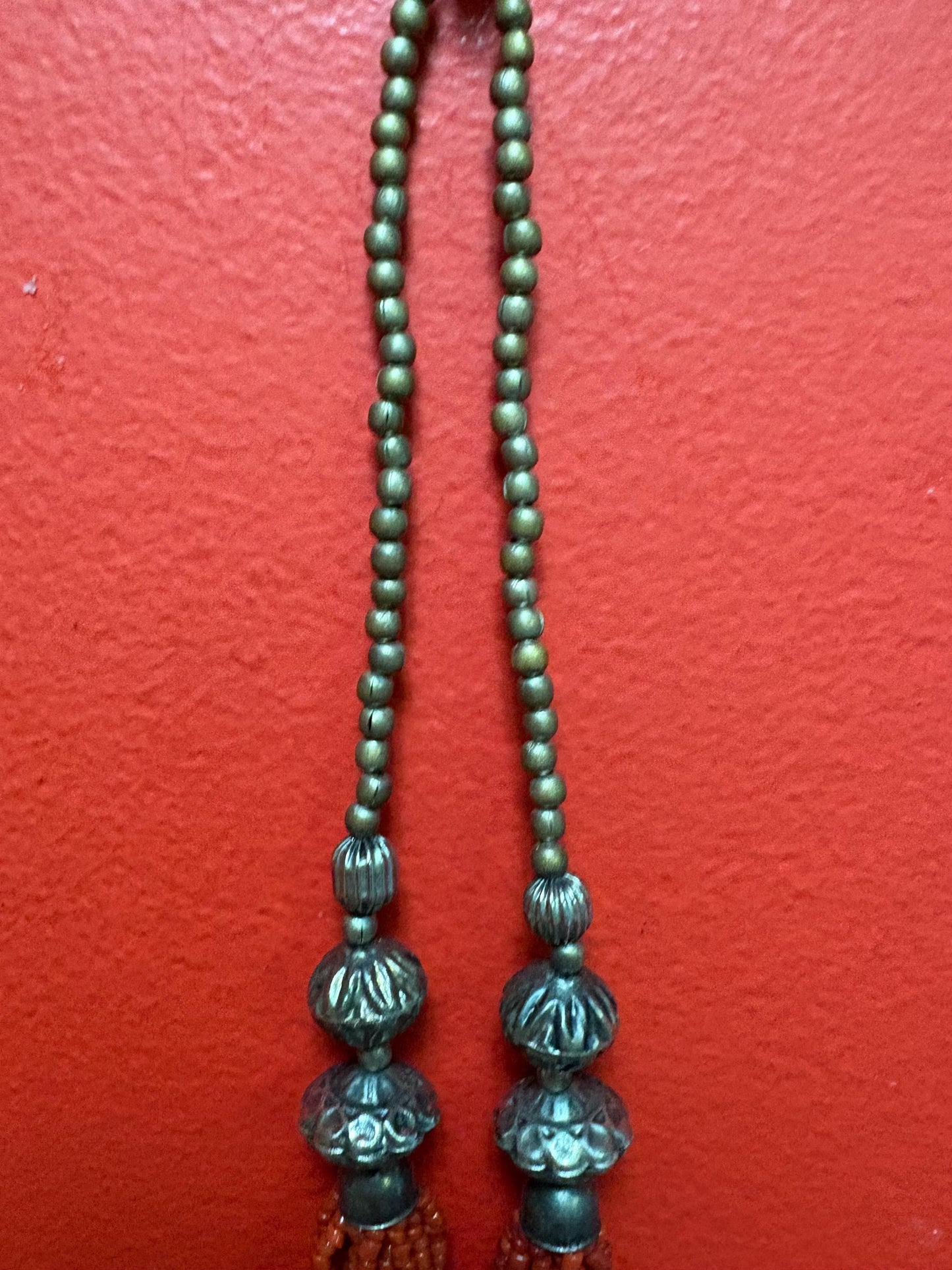 Beautiful 20 inch Persian silver plate and coral necklace - great value and perfect gift