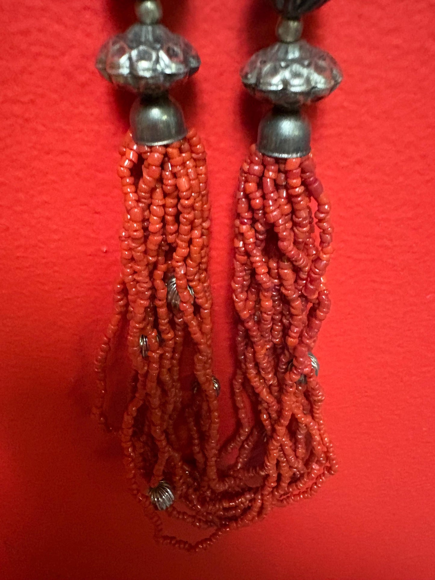 Beautiful 20 inch Persian silver plate and coral necklace - great value and perfect gift