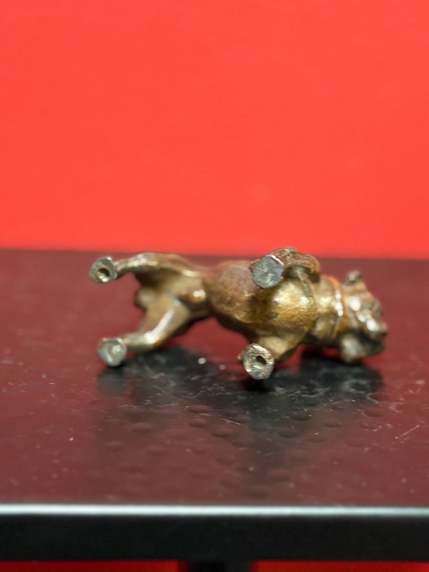 Stunning antique 3 by 2 inch high bronze bulldog  wonderful patina and amazing gift bulldog -